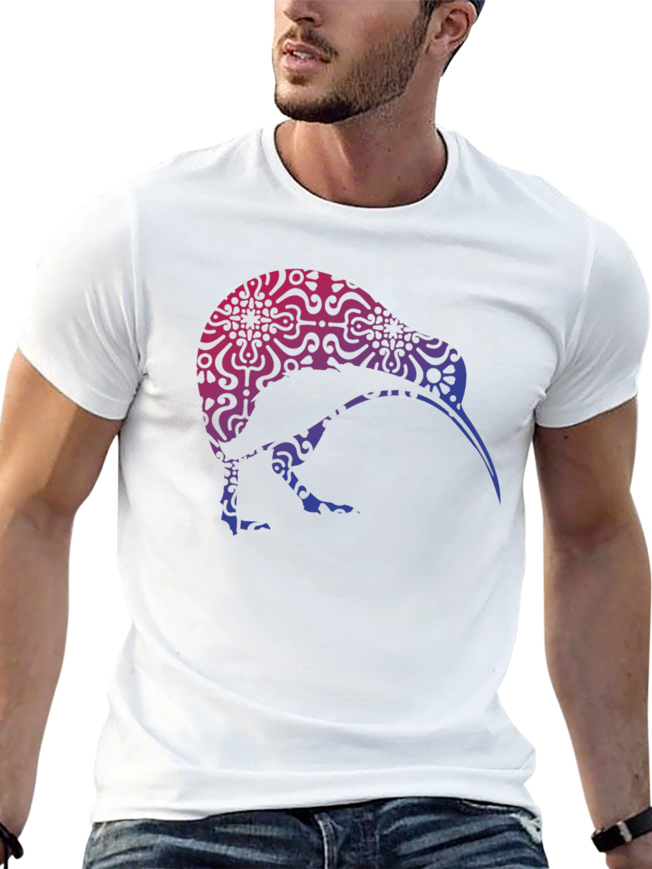 Kiwi Bird Patterned Graphic T-Shirt