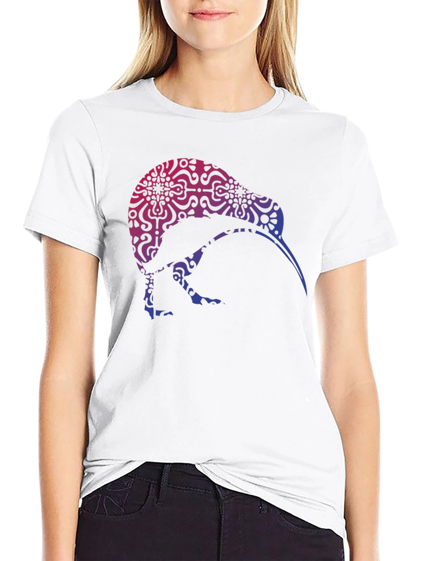 Kiwi Bird Patterned Graphic T-Shirt