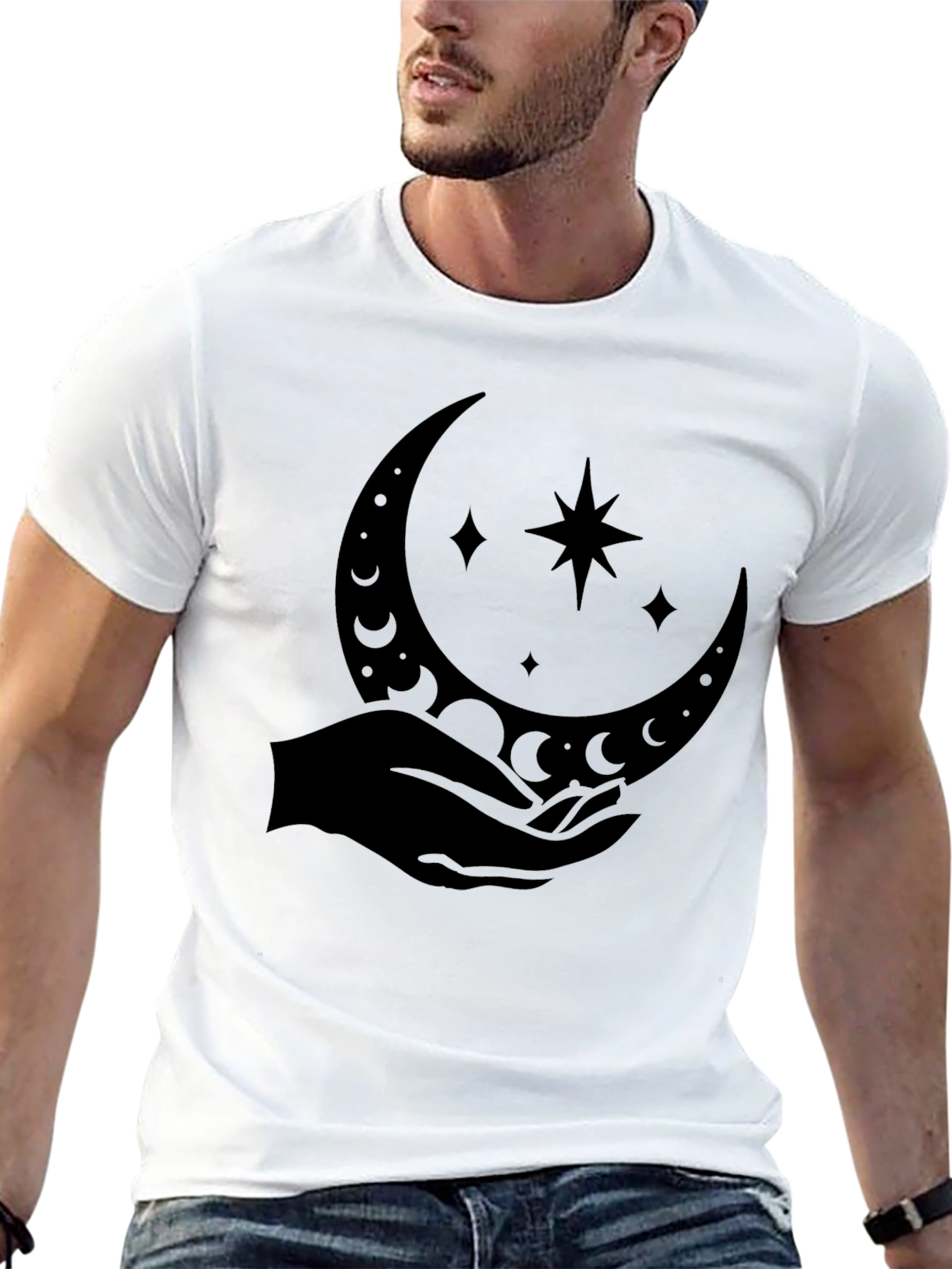 Mystic Moon Hand Graphic T-Shirt - Black