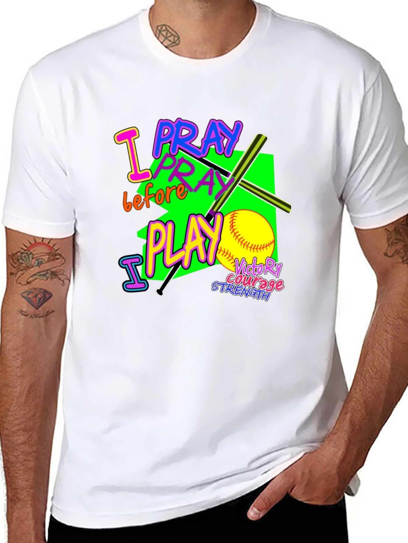I Pray Before I Play Graphic T-Shirt