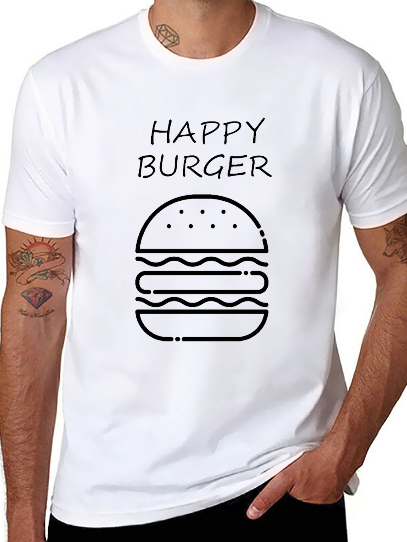 Happy Burger Graphic Tee - Black