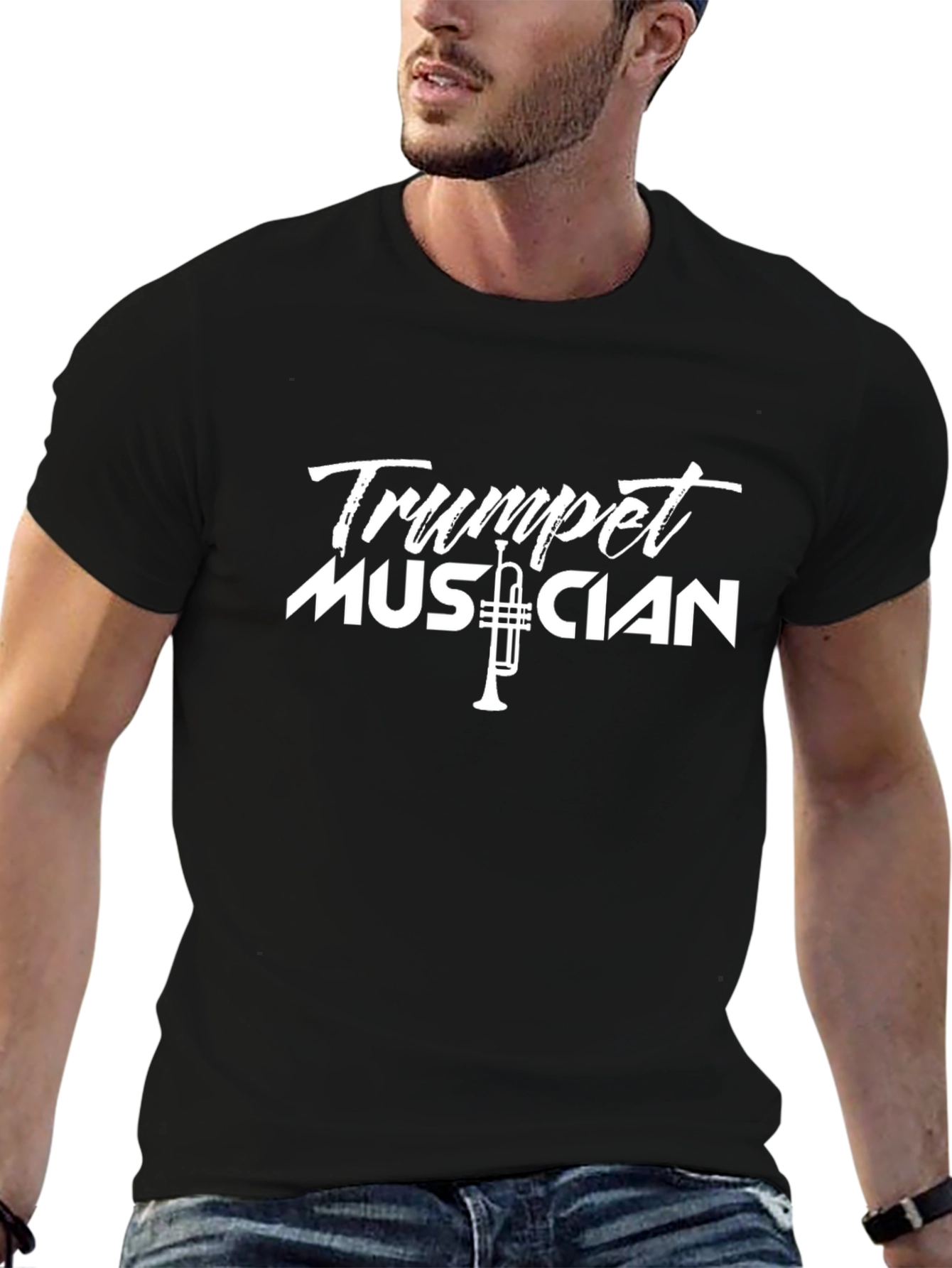Trumpet Musician Graphic Tee - Black