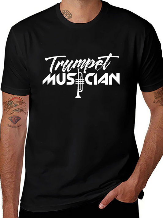 Trumpet Musician Graphic Tee - Black