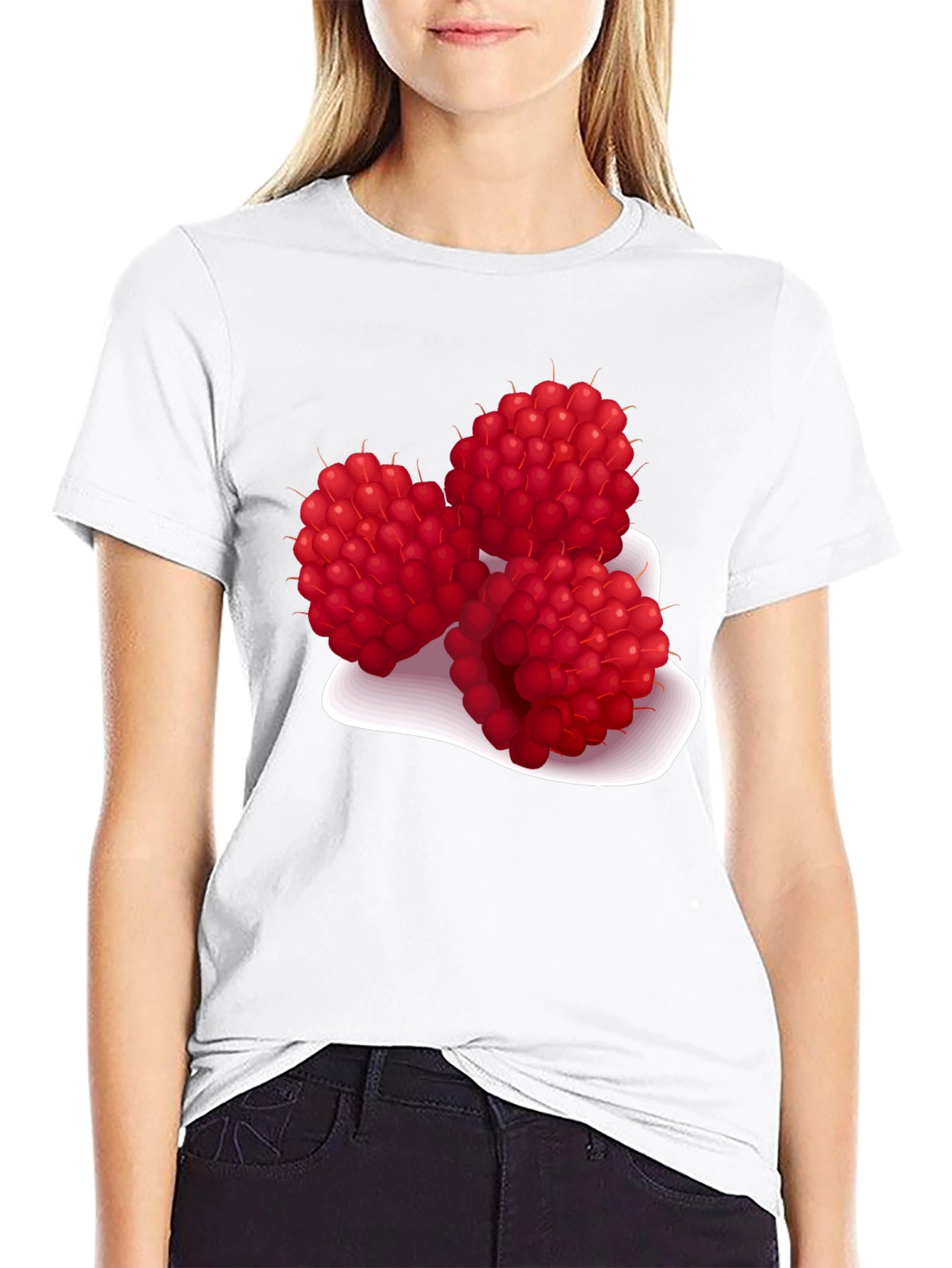 Raspberry Graphic Tee - Stylish Fruit Design