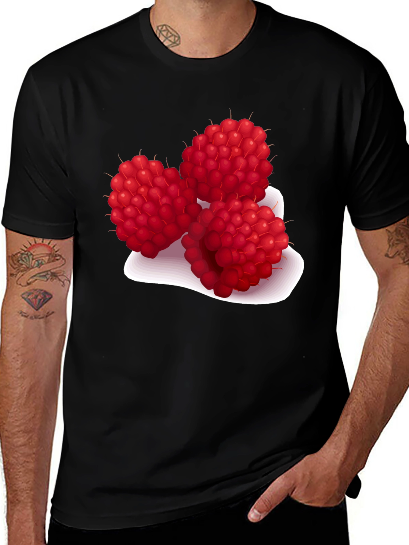 Raspberry Graphic Tee - Stylish Fruit Design