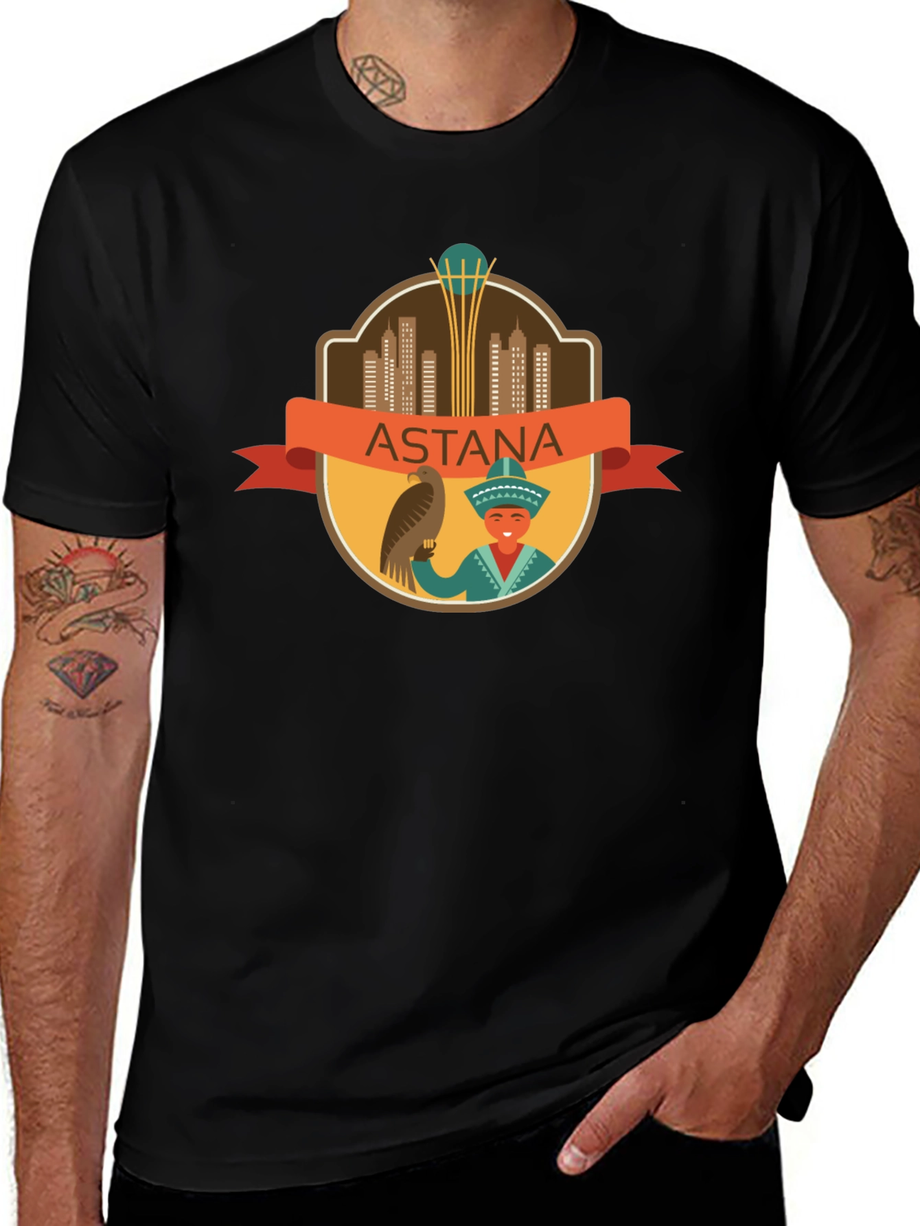 Astana City T-Shirt - Black Cotton Graphic Tee