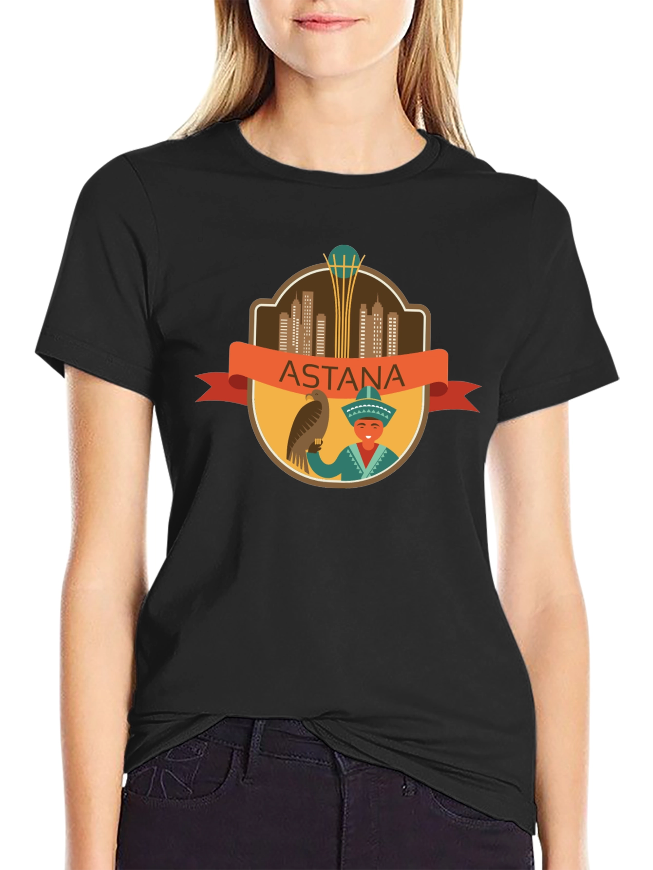 Astana City T-Shirt - Black Cotton Graphic Tee