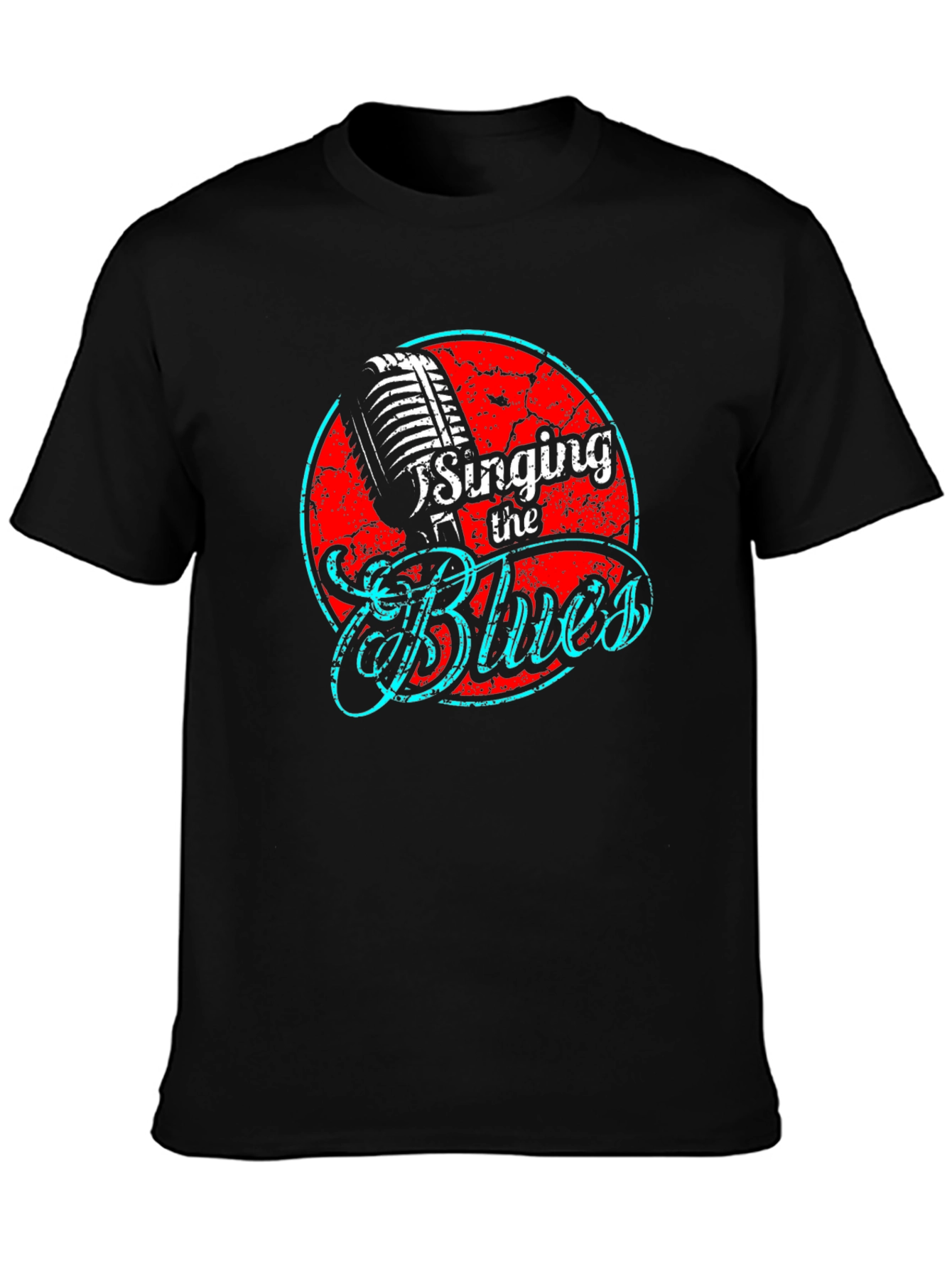 Singing the Blues Graphic Print Black T-Shirt