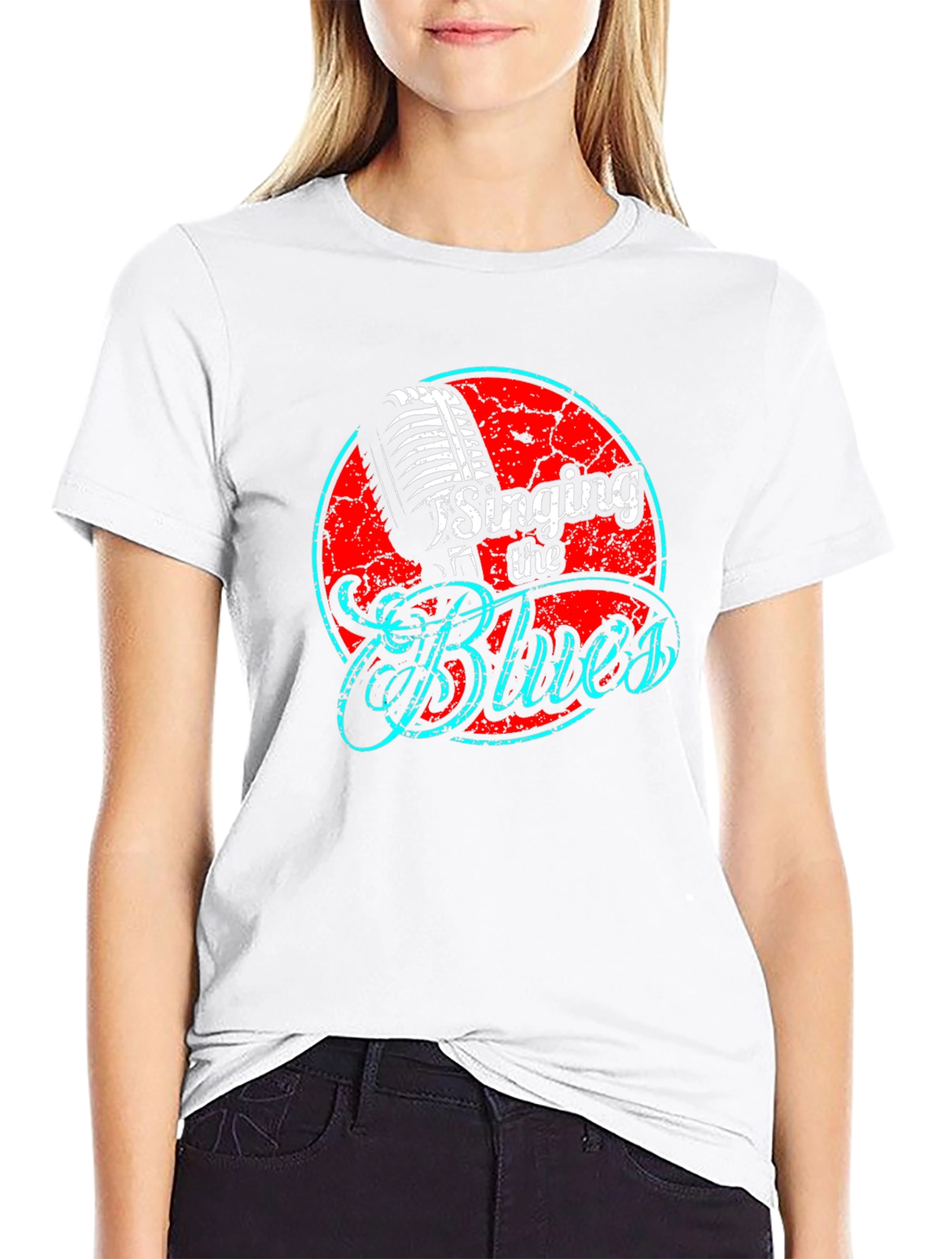 Singing the Blues Graphic Print Black T-Shirt