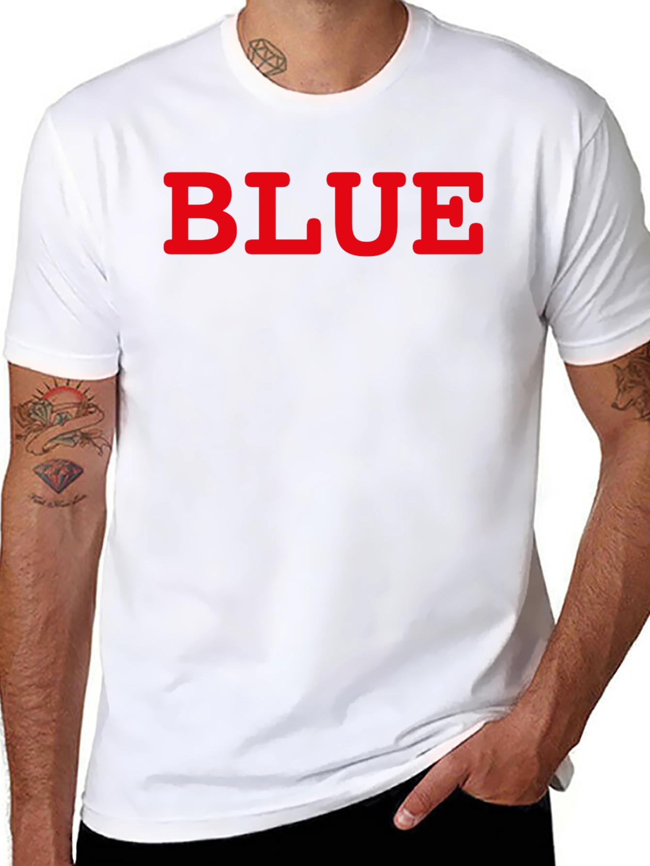 Mens Black Tee with BLUE Graphic Print