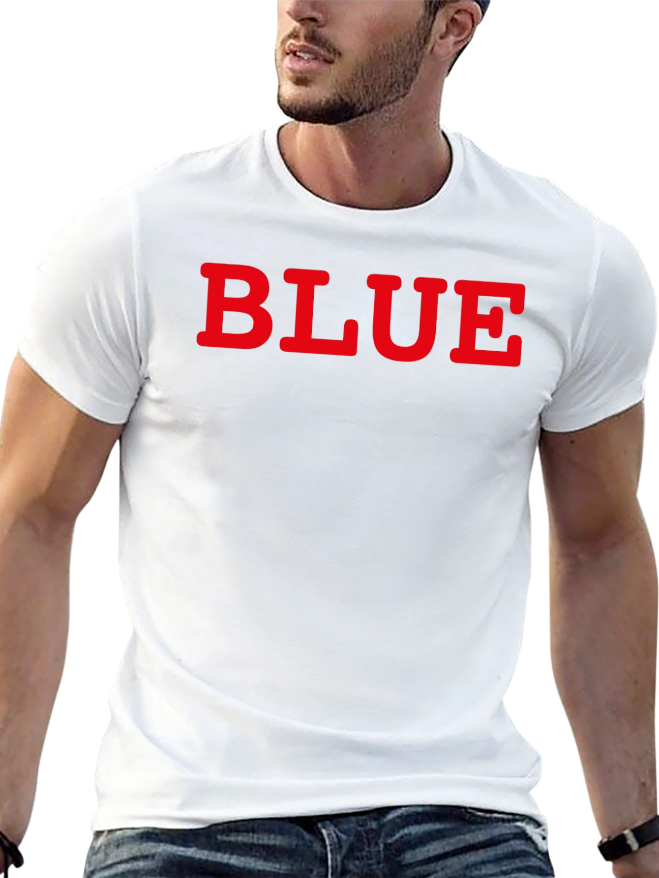 Mens Black Tee with BLUE Graphic Print