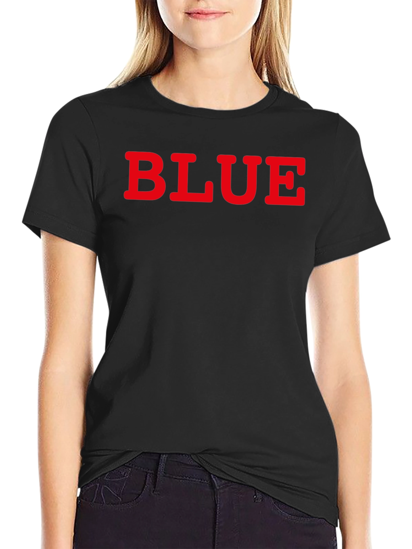 Mens Black Tee with BLUE Graphic Print