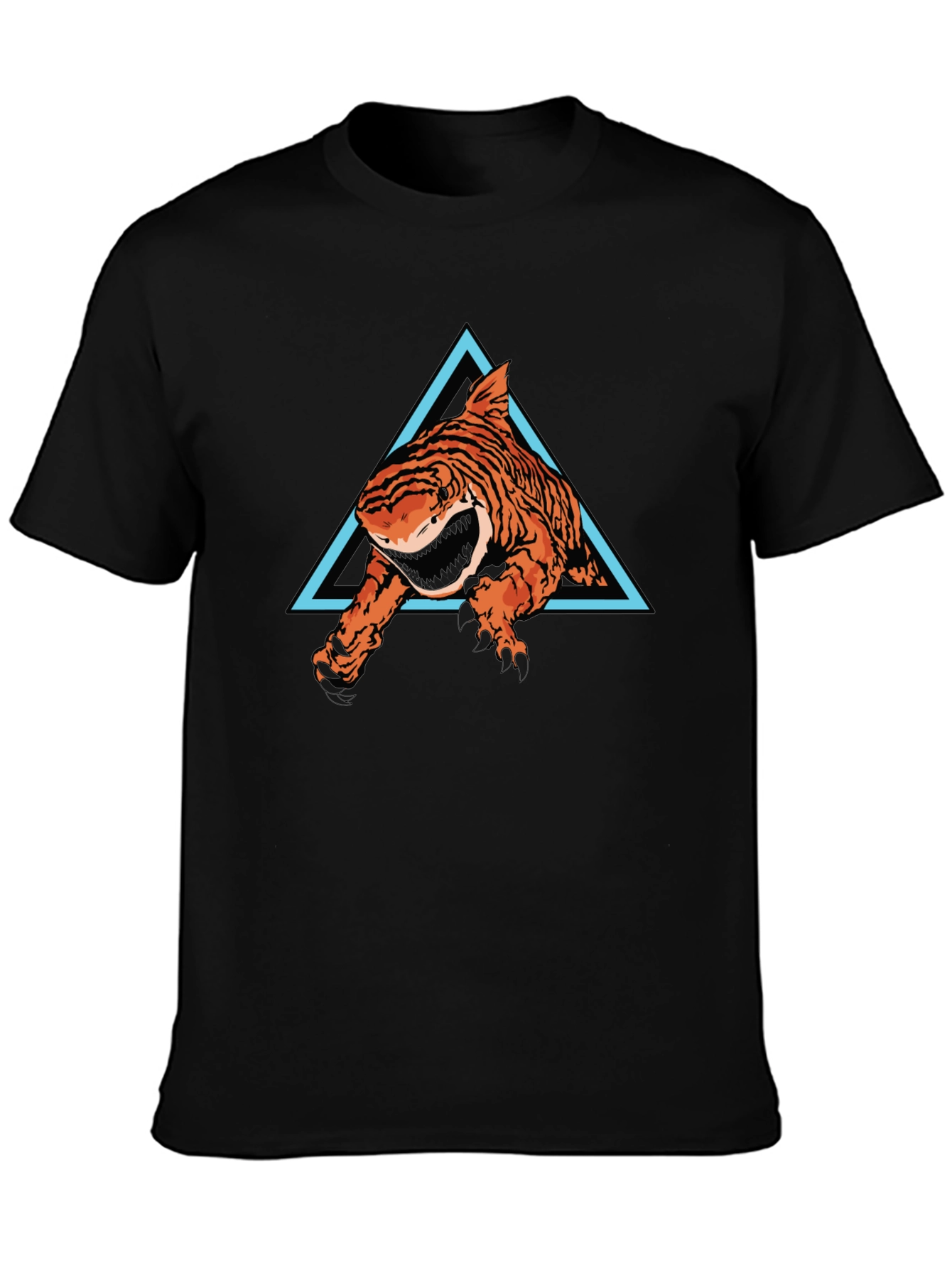 Tiger Shark Graphic Tee - Black Cotton T-Shirt