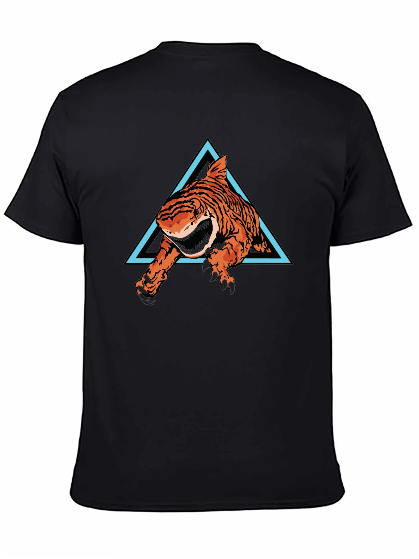 Tiger Shark Graphic Tee - Black Cotton T-Shirt