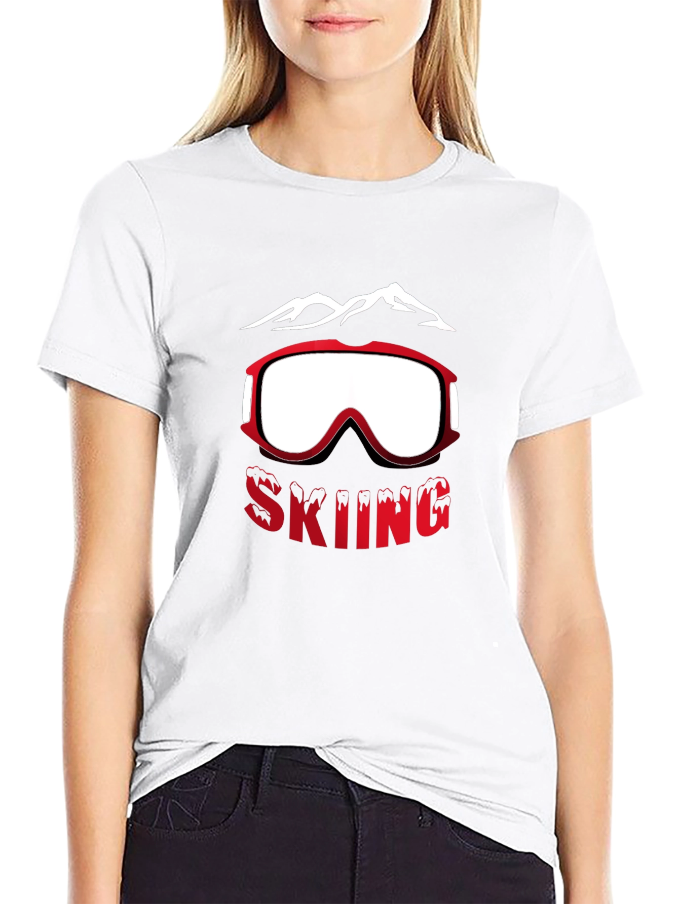 Skiing Graphic Tee - Mountain & Goggles Design