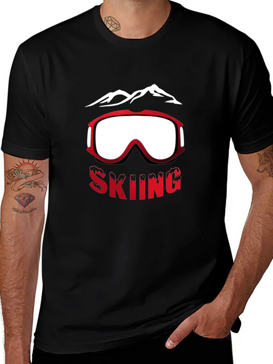 Skiing Graphic Tee - Mountain & Goggles Design
