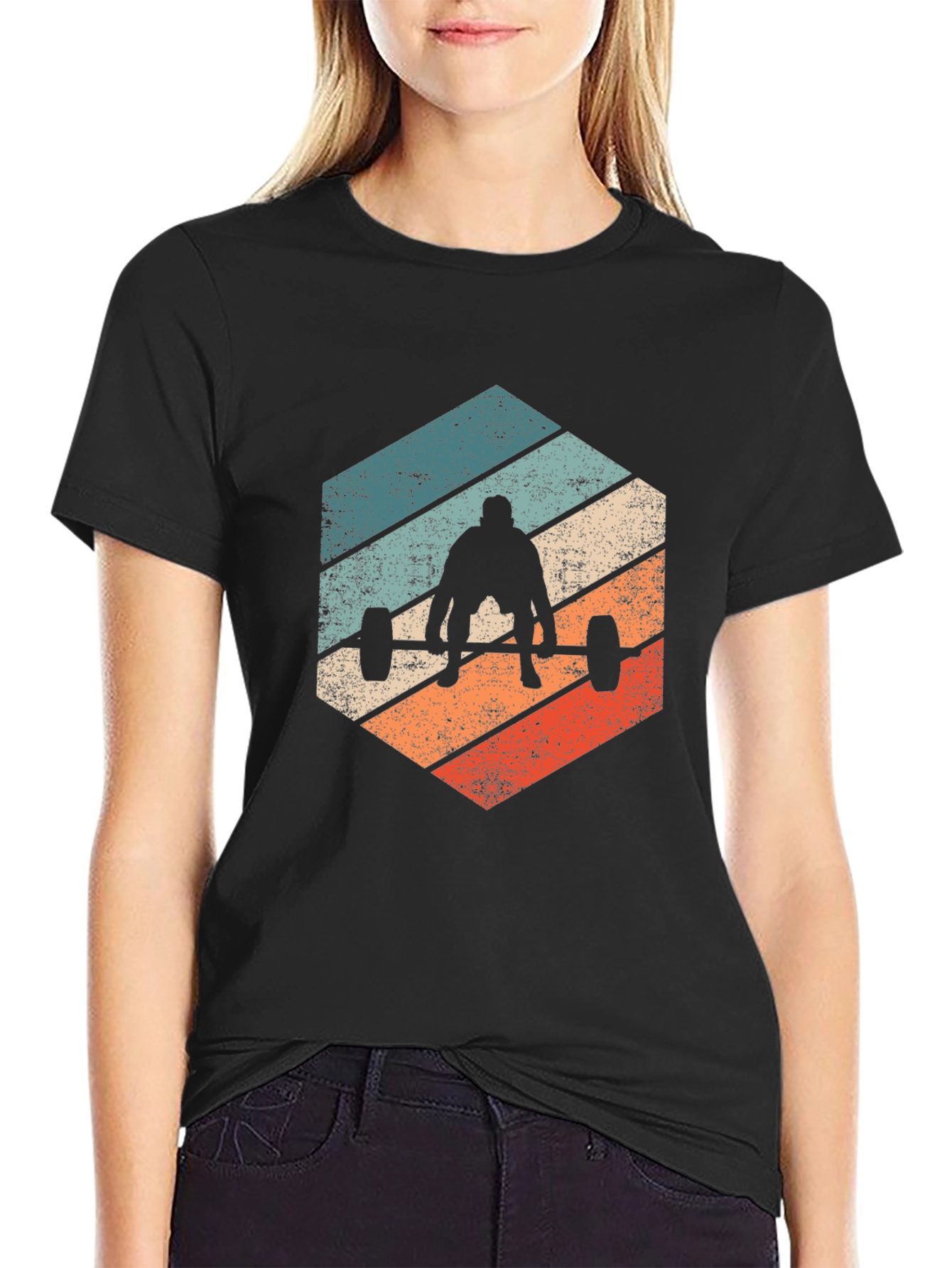 Retro Weightlifting T-Shirt - Black
