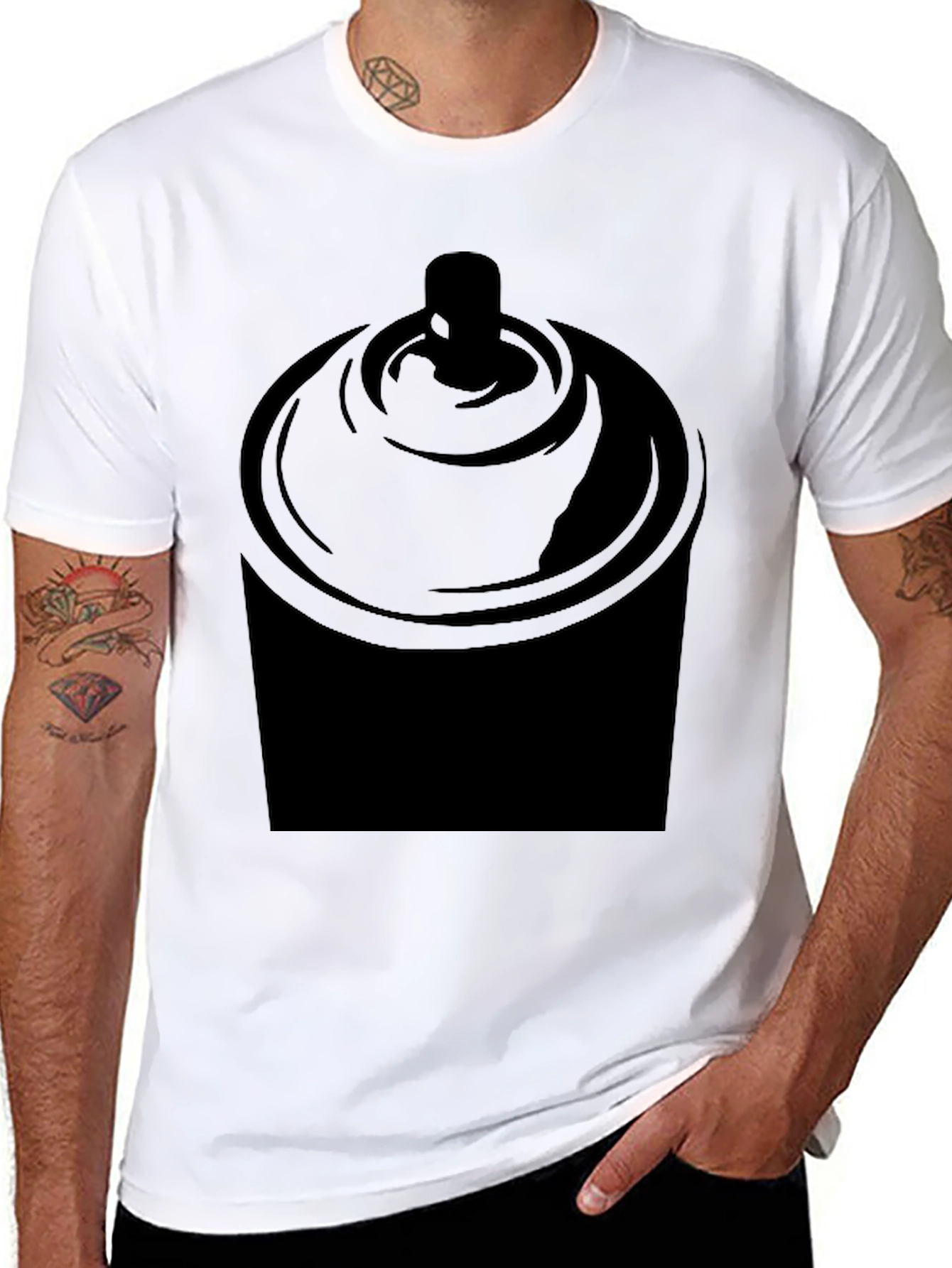 Spray Paint Can Graphic T-Shirt - Black