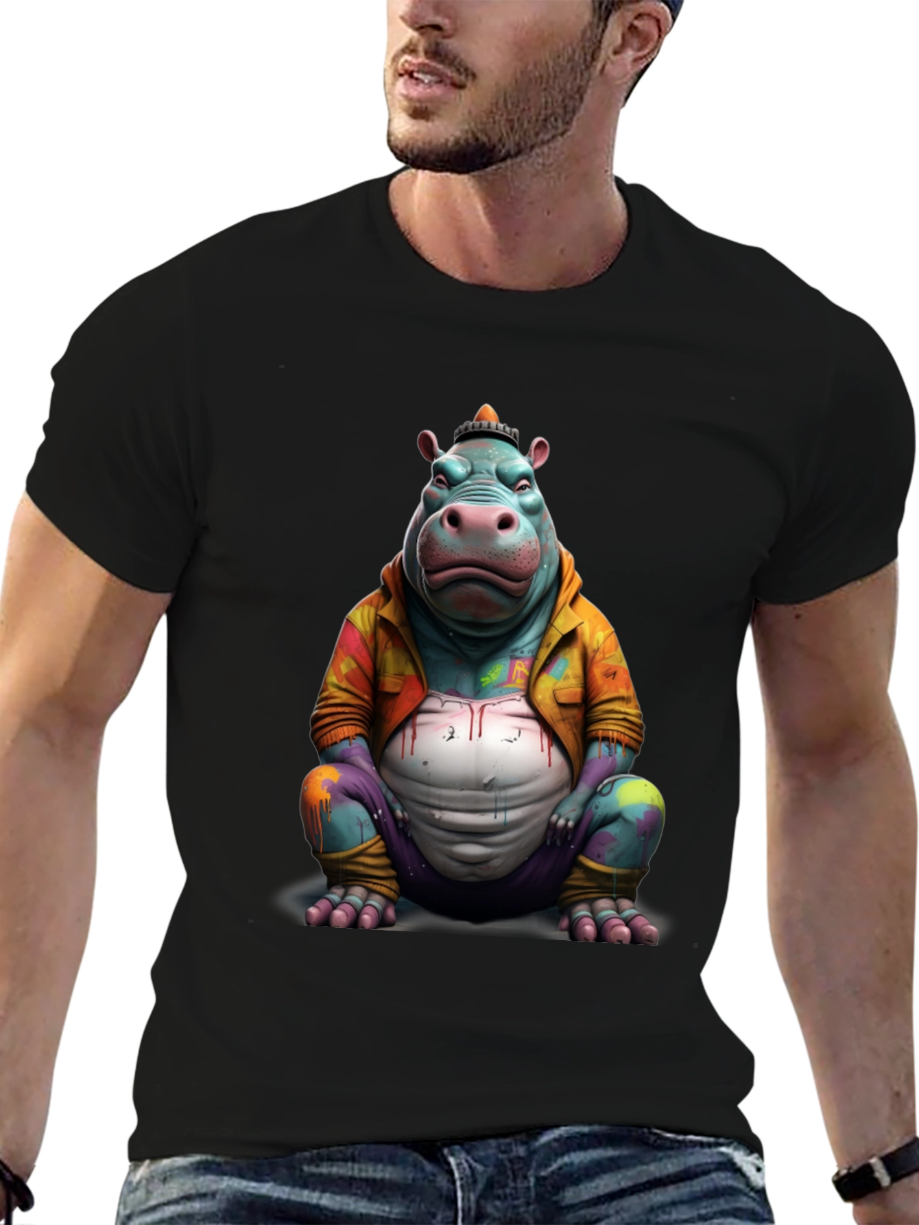 Funky Hippo T-Shirt - Unique Graphic Tee