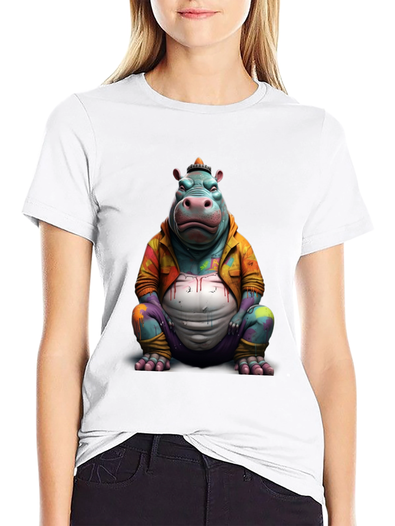 Funky Hippo T-Shirt - Unique Graphic Tee