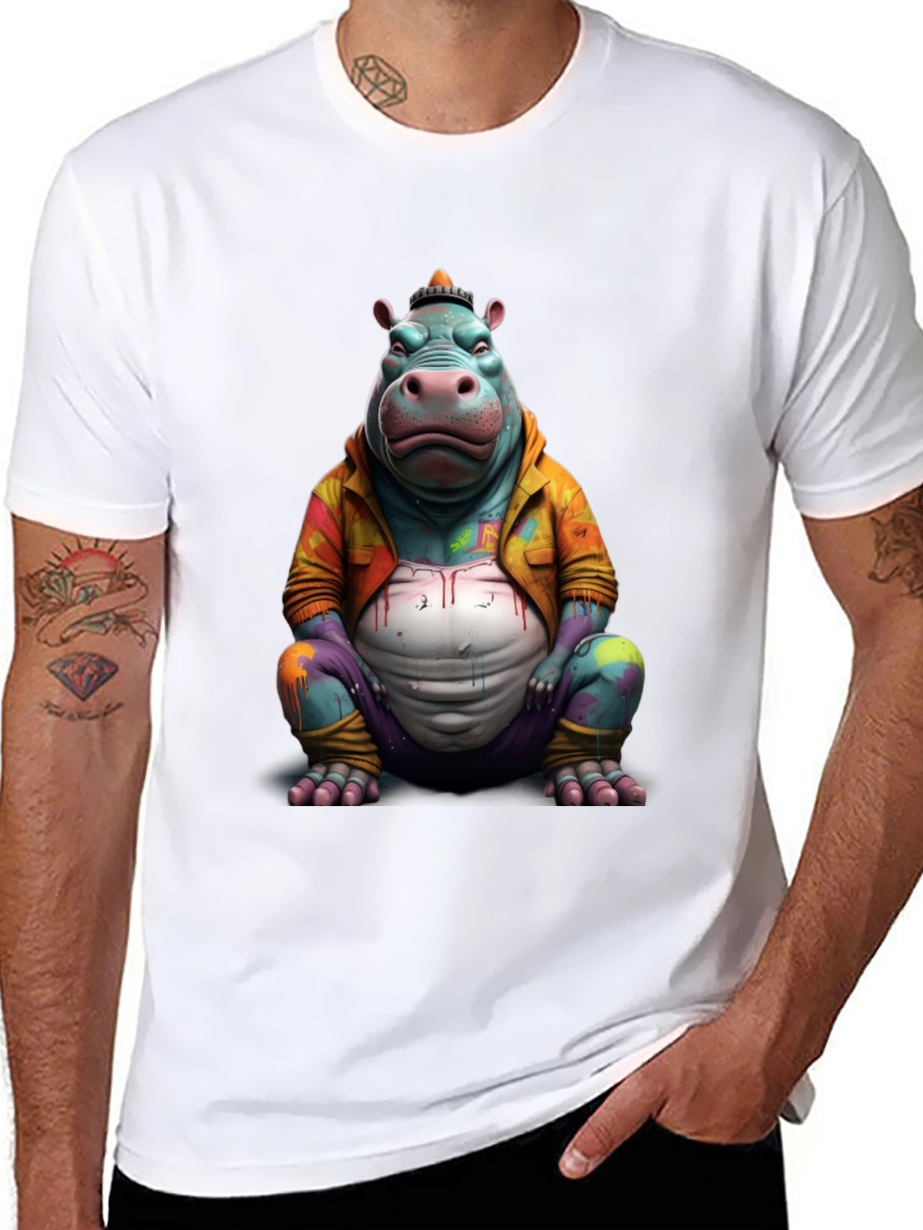 Funky Hippo T-Shirt - Unique Graphic Tee