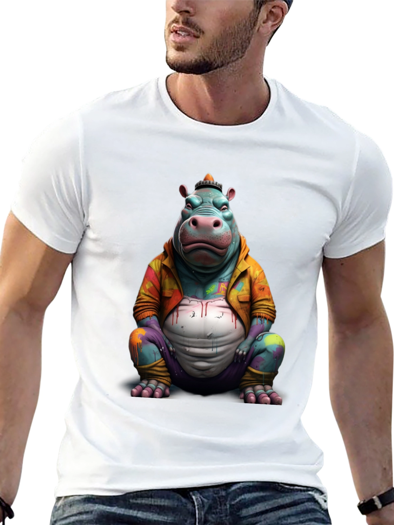 Funky Hippo T-Shirt - Unique Graphic Tee