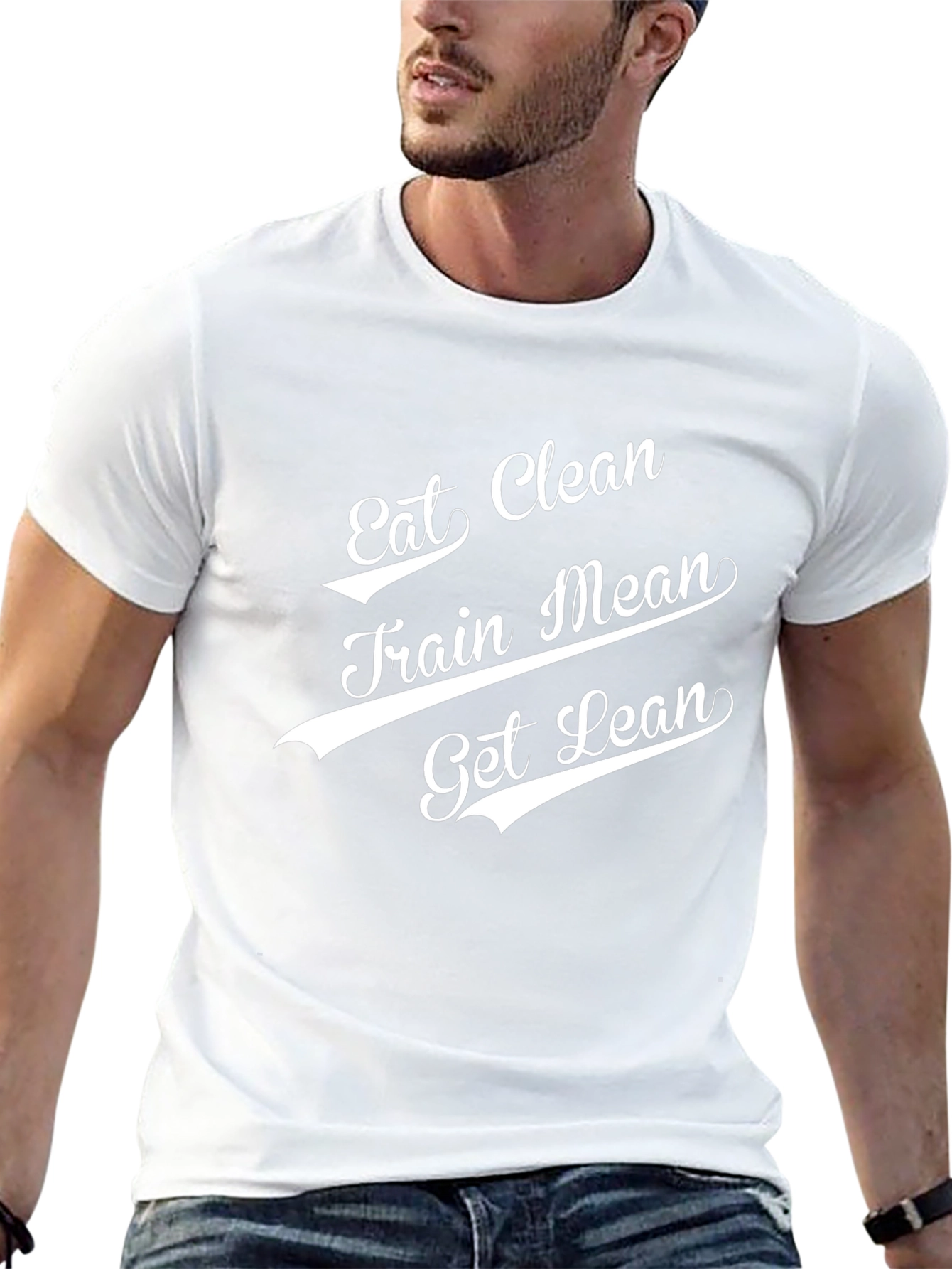 Eat Clean Train Mean Get Lean Black Graphic T-Shirt