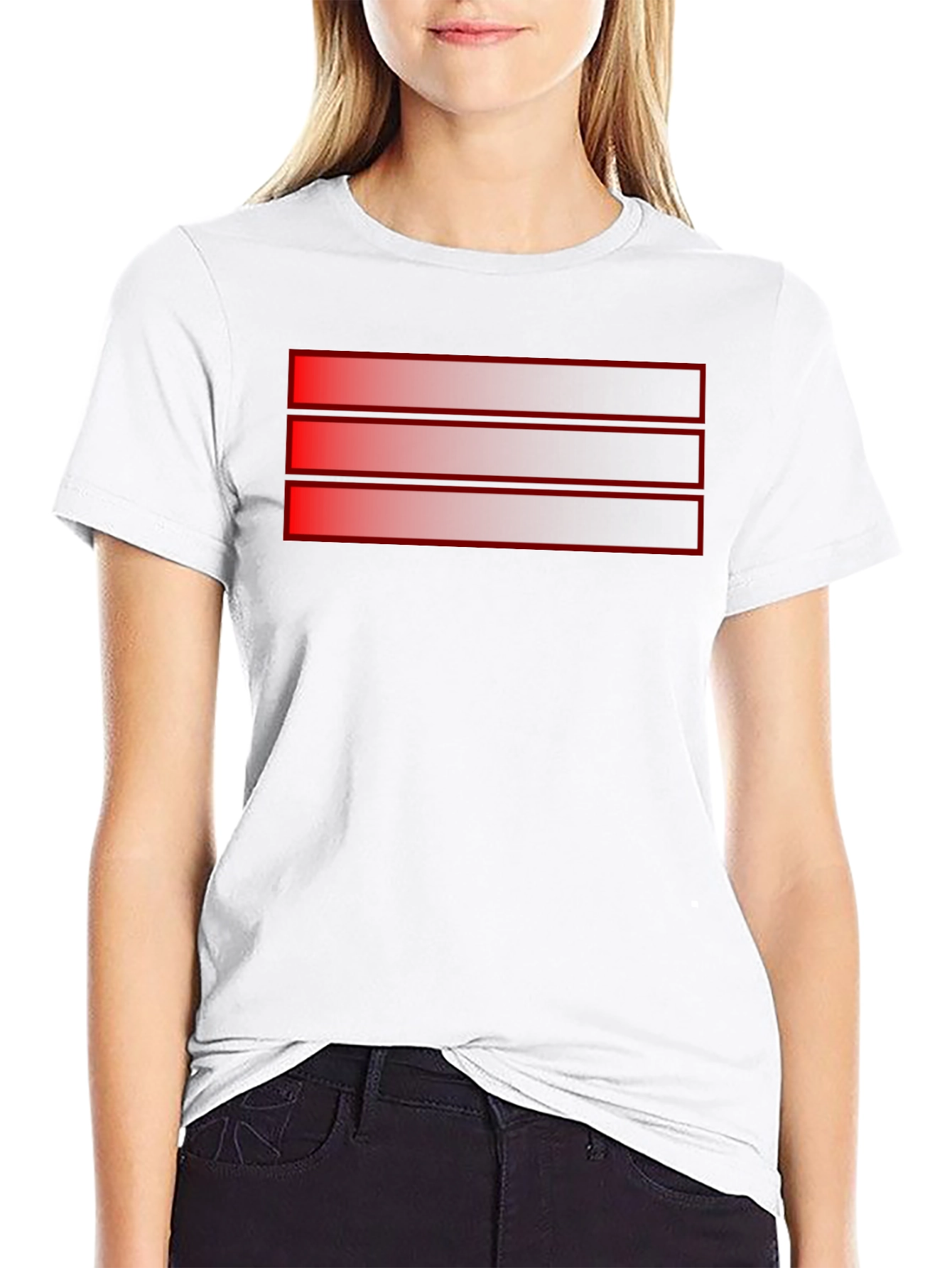 Black T-Shirt with Red Stripe Design