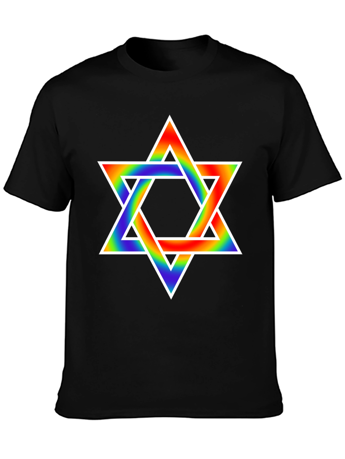 Rainbow Star of David Graphic Tee - Black T-Shirt