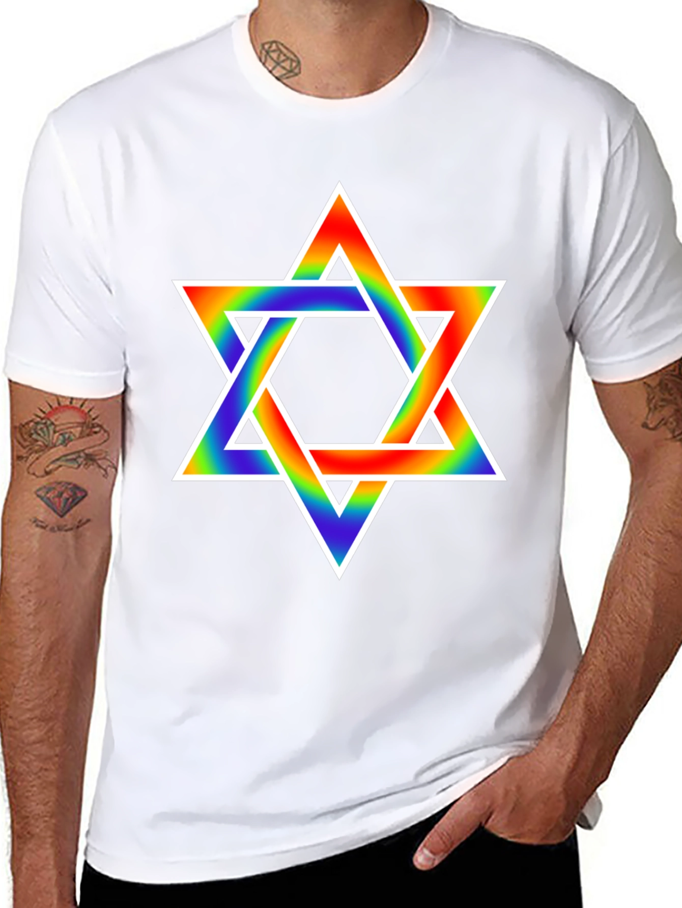 Rainbow Star of David Graphic Tee - Black T-Shirt