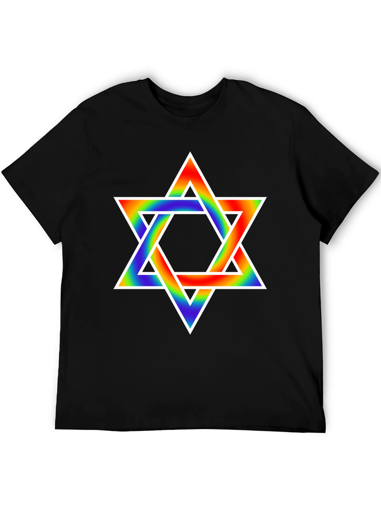 Rainbow Star of David Graphic Tee - Black T-Shirt