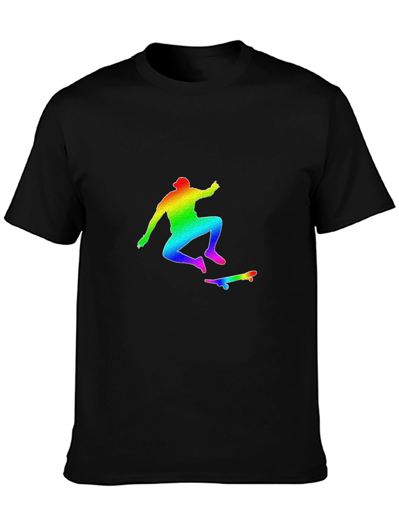 Rainbow Skateboarder Graphic Tee - Black