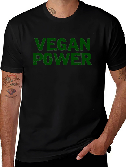 Vegan Power Graphic Tee - Black Cotton T-Shirt