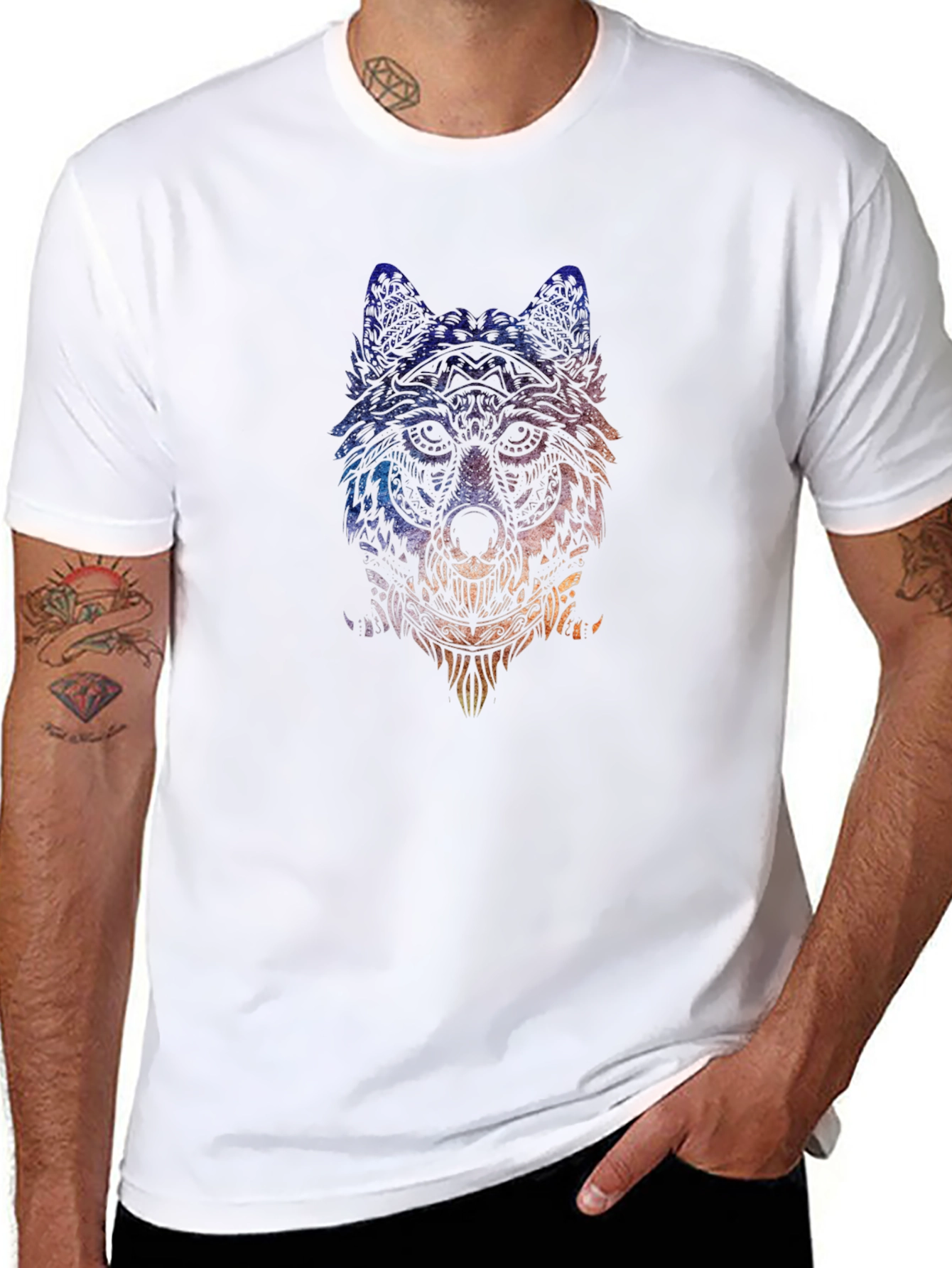 Wolf Graphic Tee - Artistic Animal Print T-Shirt