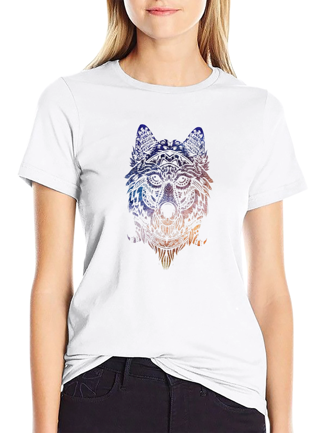 Wolf Graphic Tee - Artistic Animal Print T-Shirt