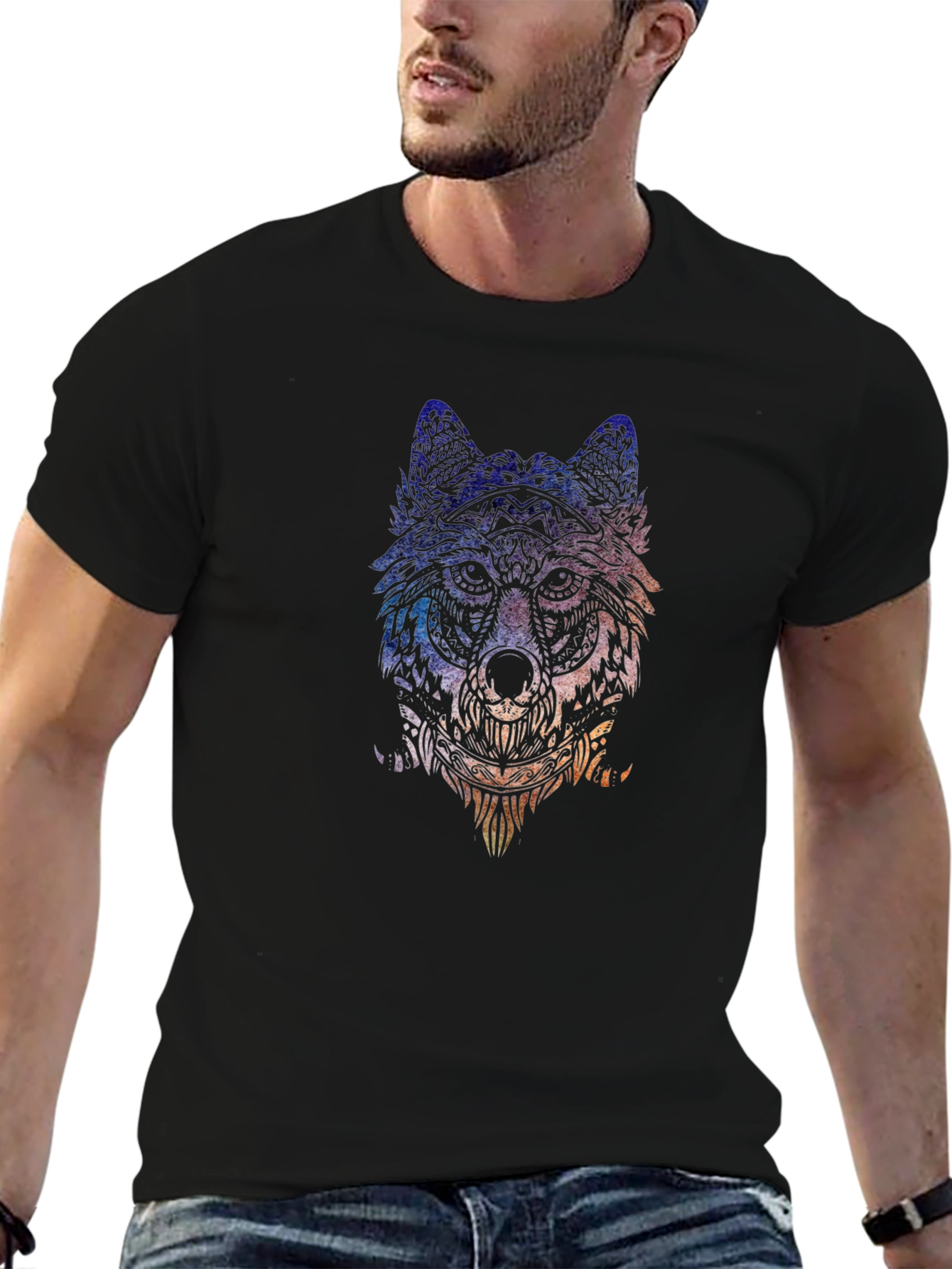 Wolf Graphic Tee - Artistic Animal Print T-Shirt
