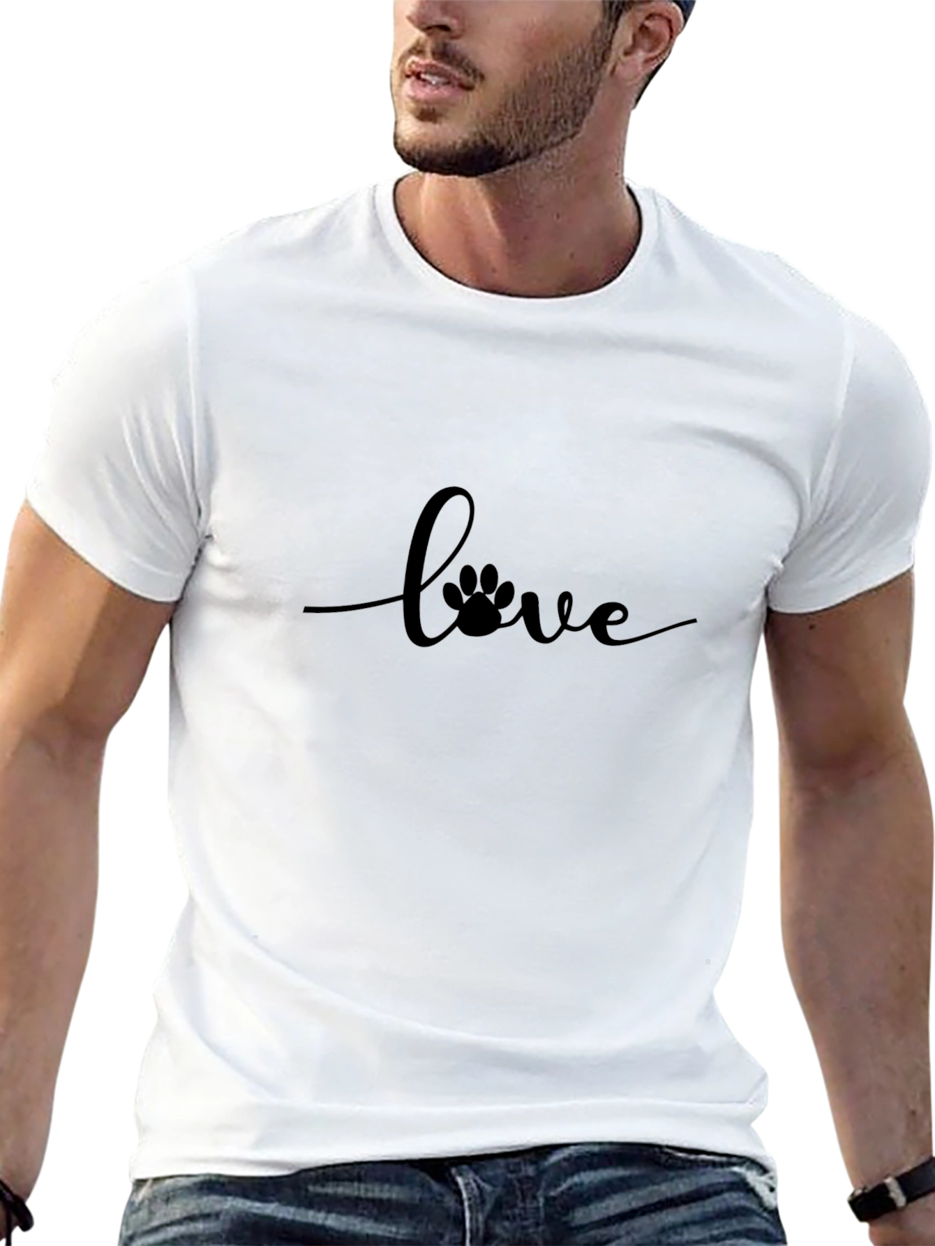 Love Paw Print Black T-Shirt - Unisex
