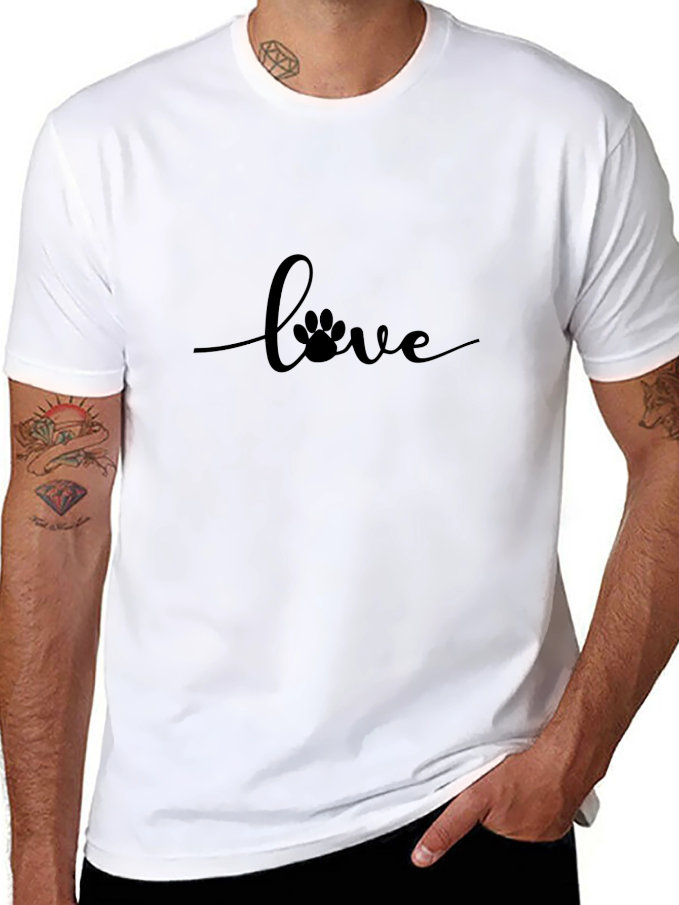Love Paw Print Black T-Shirt - Unisex