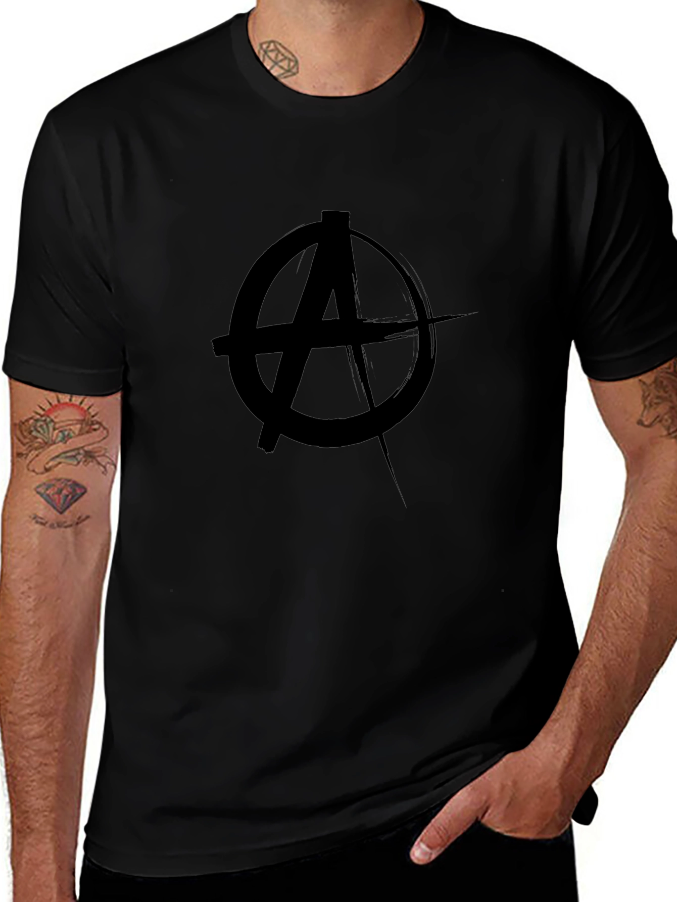Anarchy Symbol Graphic Black T-Shirt