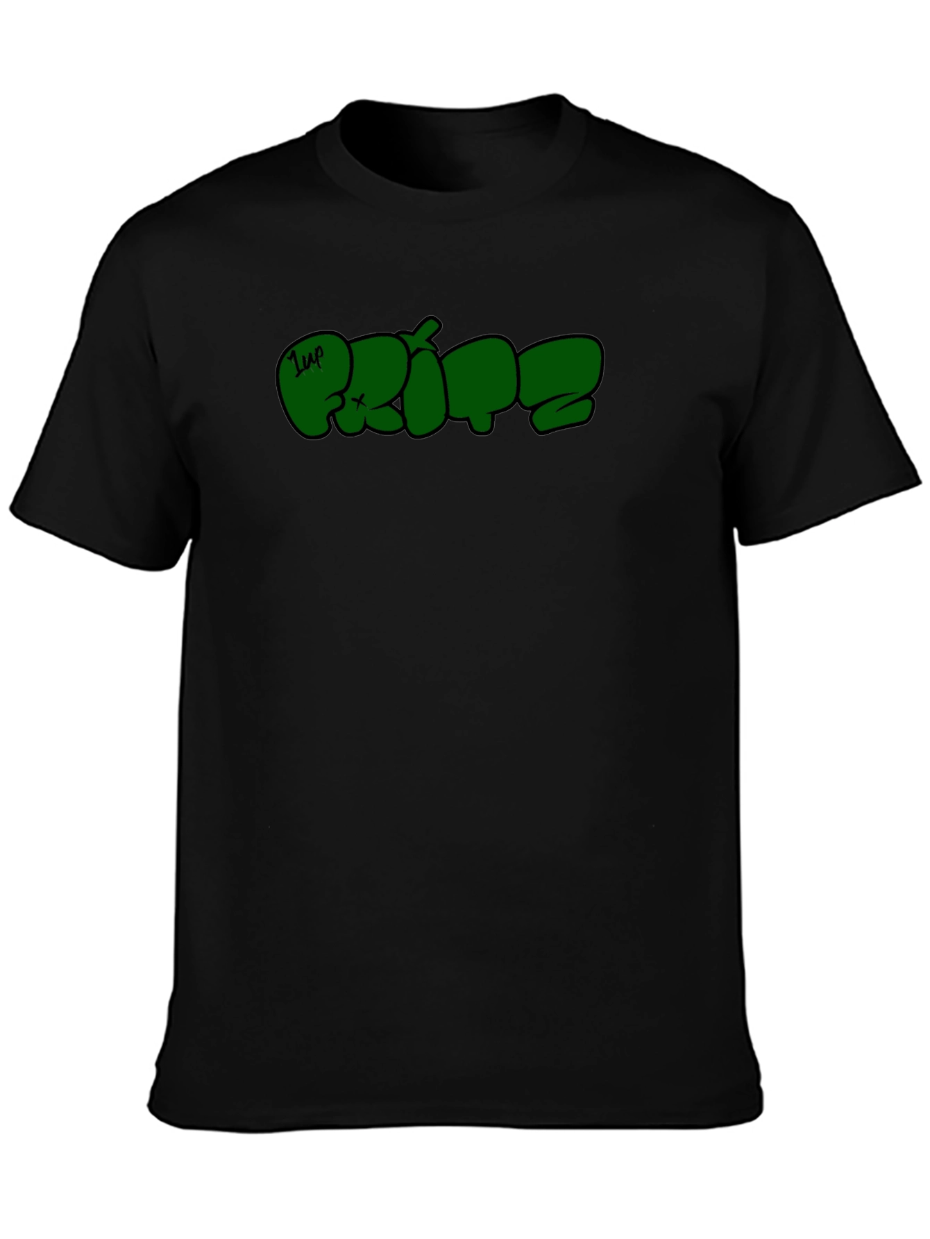 Graphic Tee: Urban Style Green Print on Black