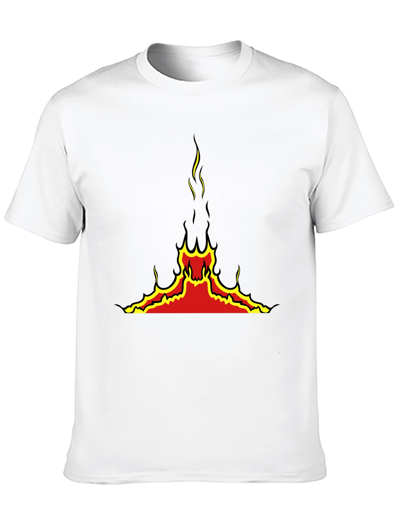 Fiery Volcano Graphic Black T-Shirt
