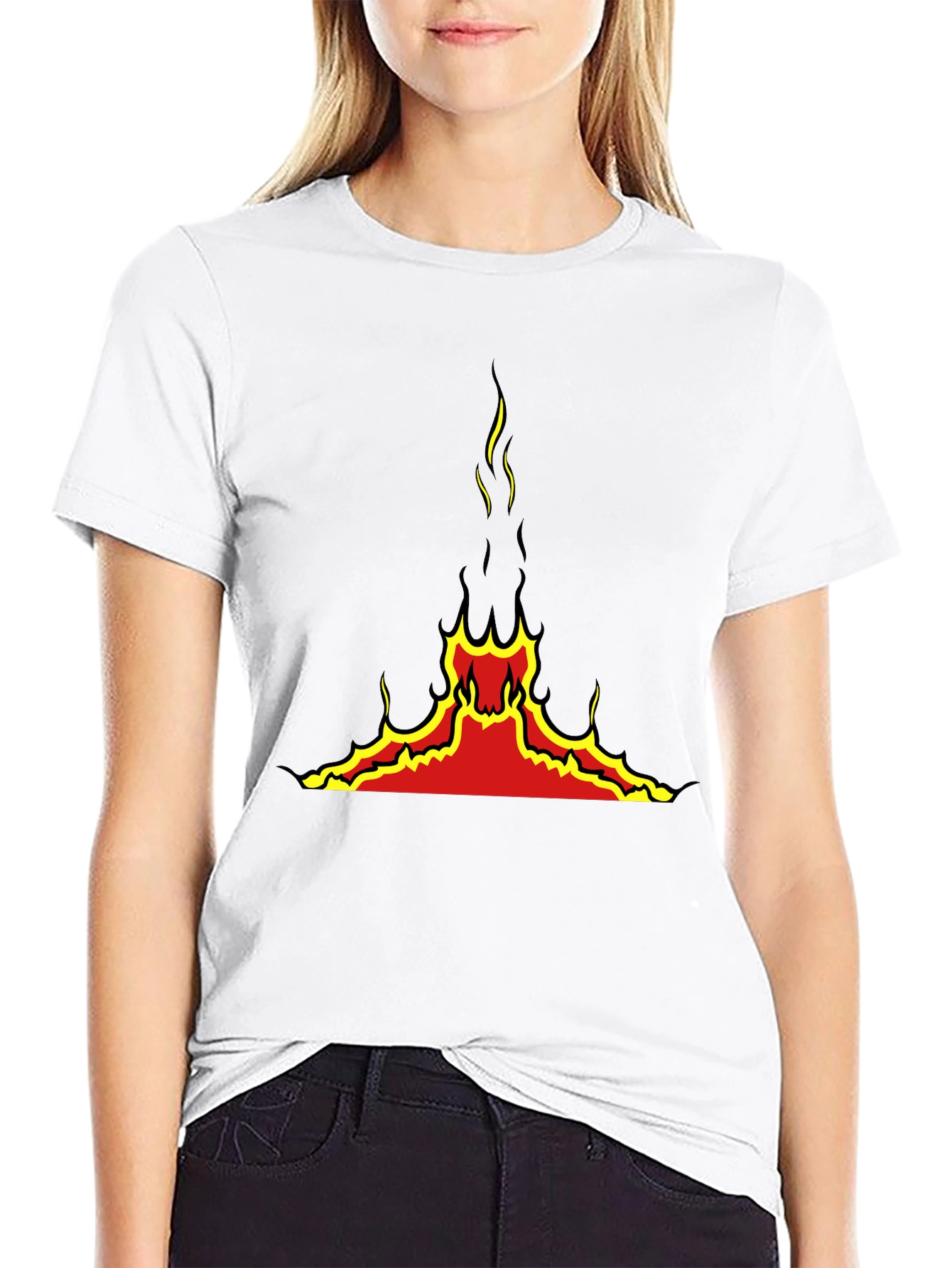 Fiery Volcano Graphic Black T-Shirt