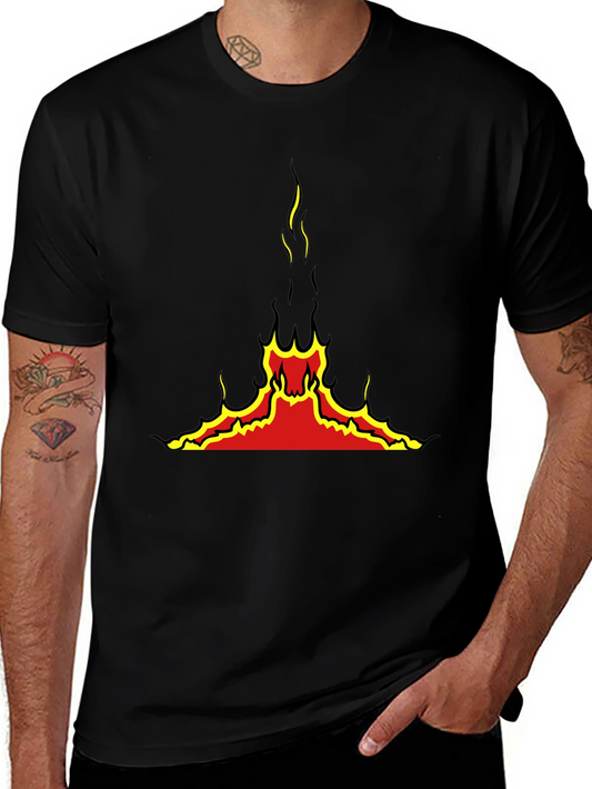 Fiery Volcano Graphic Black T-Shirt