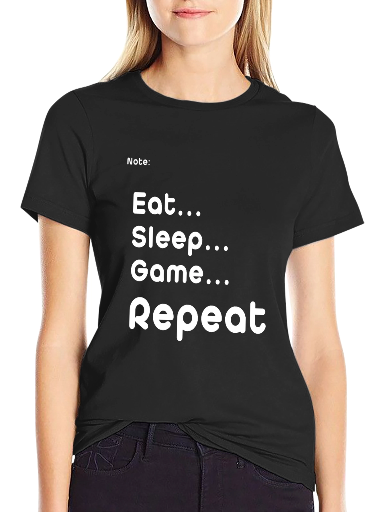 Eat Sleep Game Repeat Black T-Shirt
