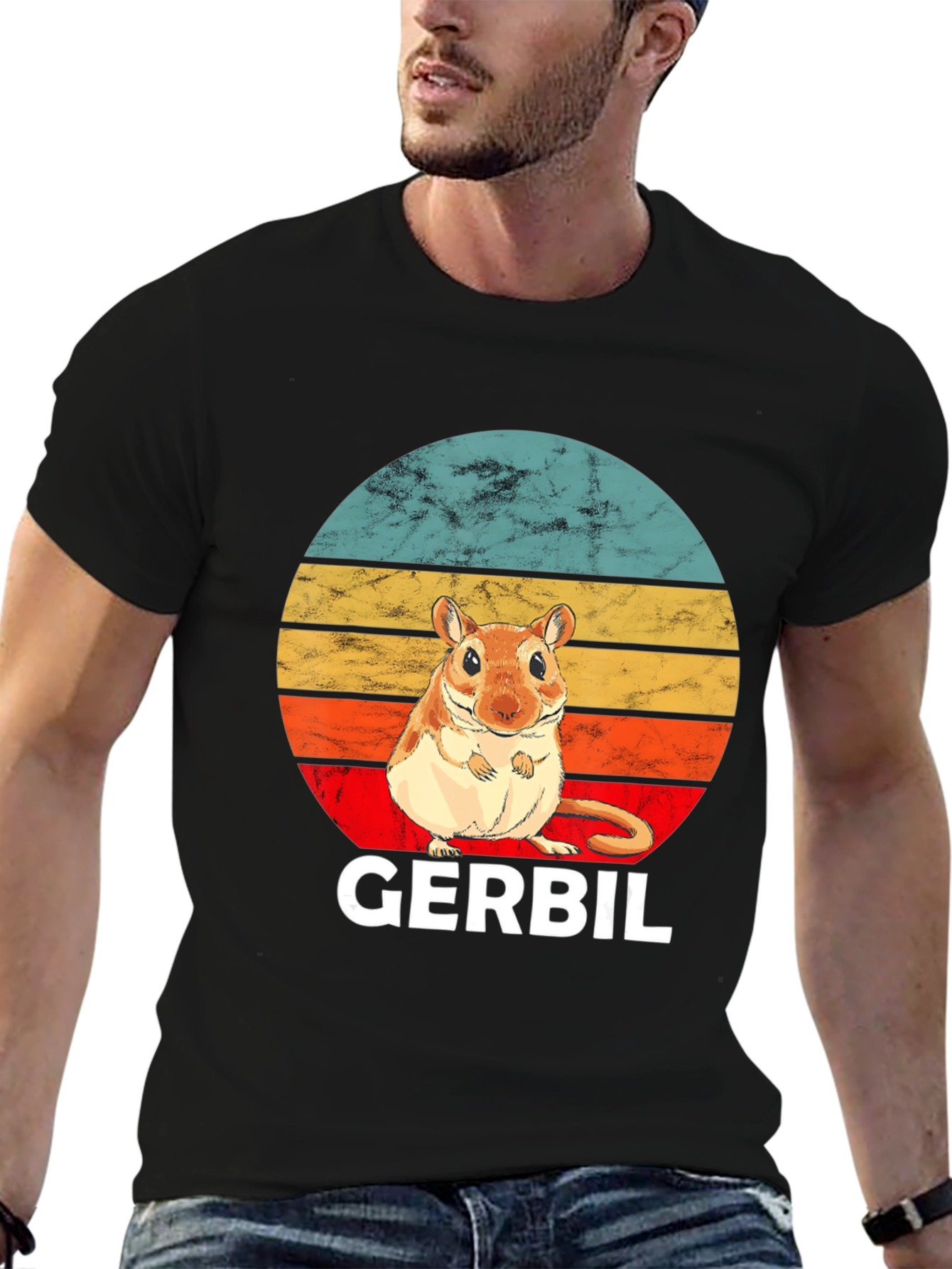 Retro Gerbil Sunset Graphic T-Shirt