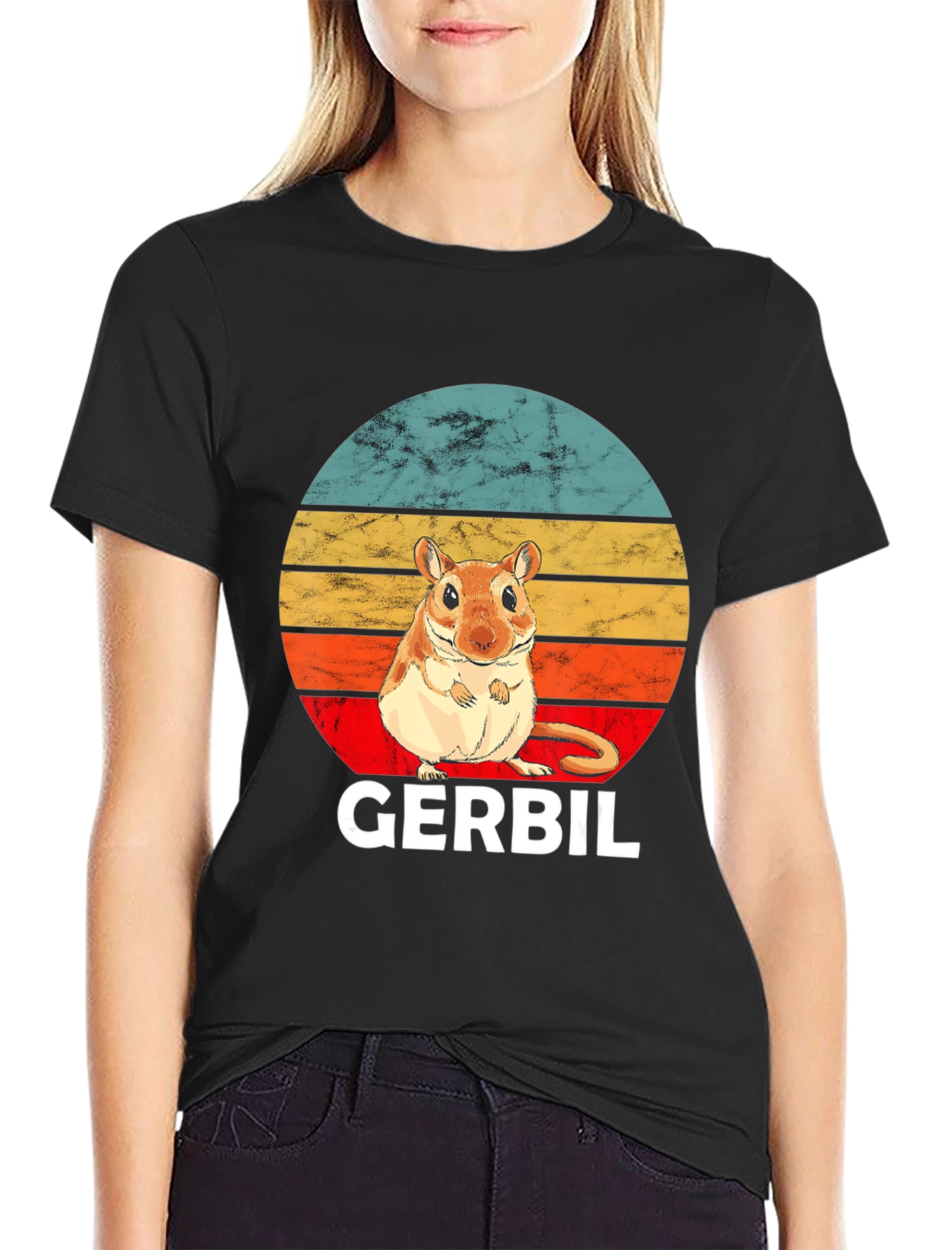 Retro Gerbil Sunset Graphic T-Shirt