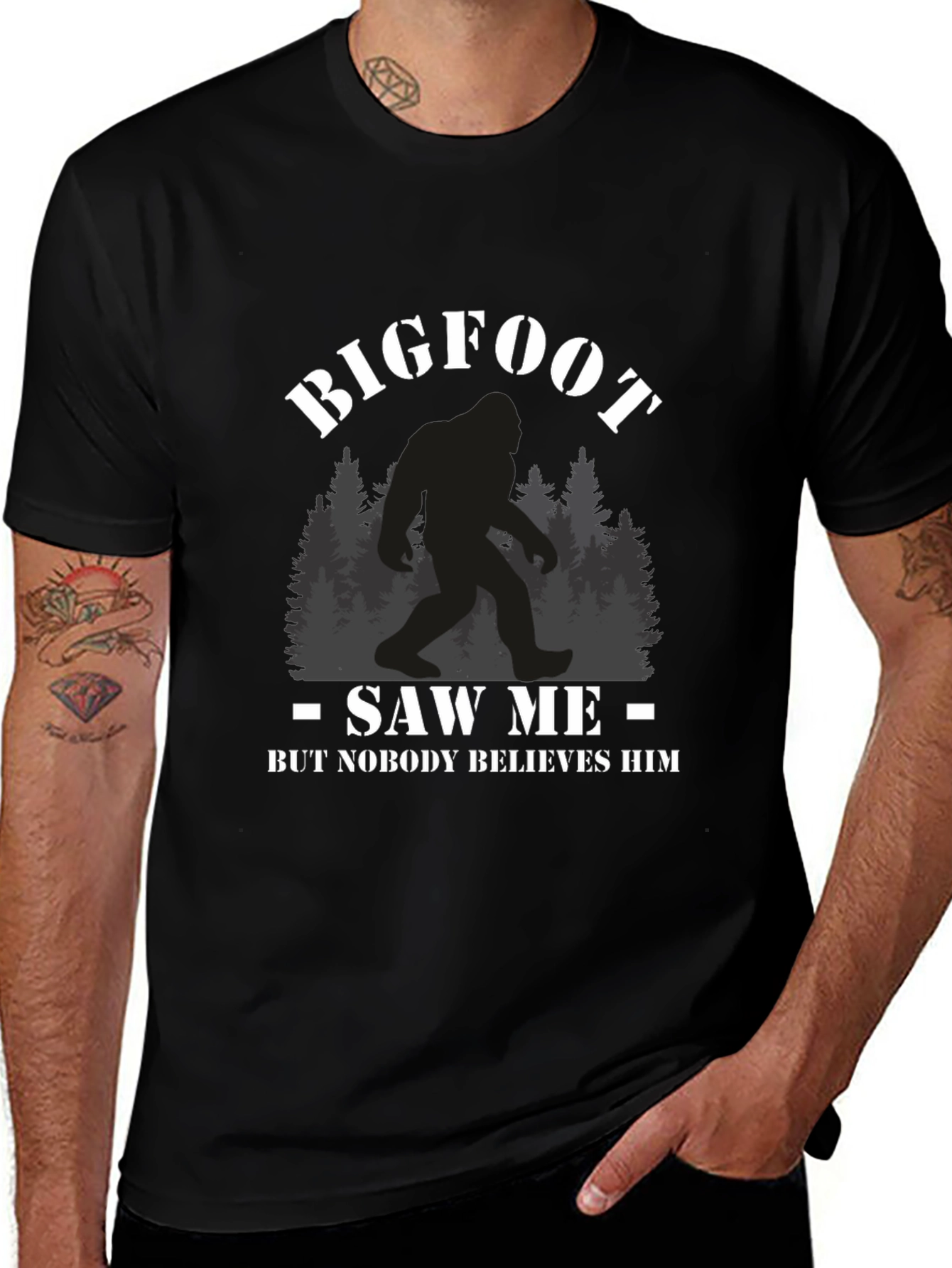 Bigfoot Saw Me T-Shirt Novelty Graphic Tee