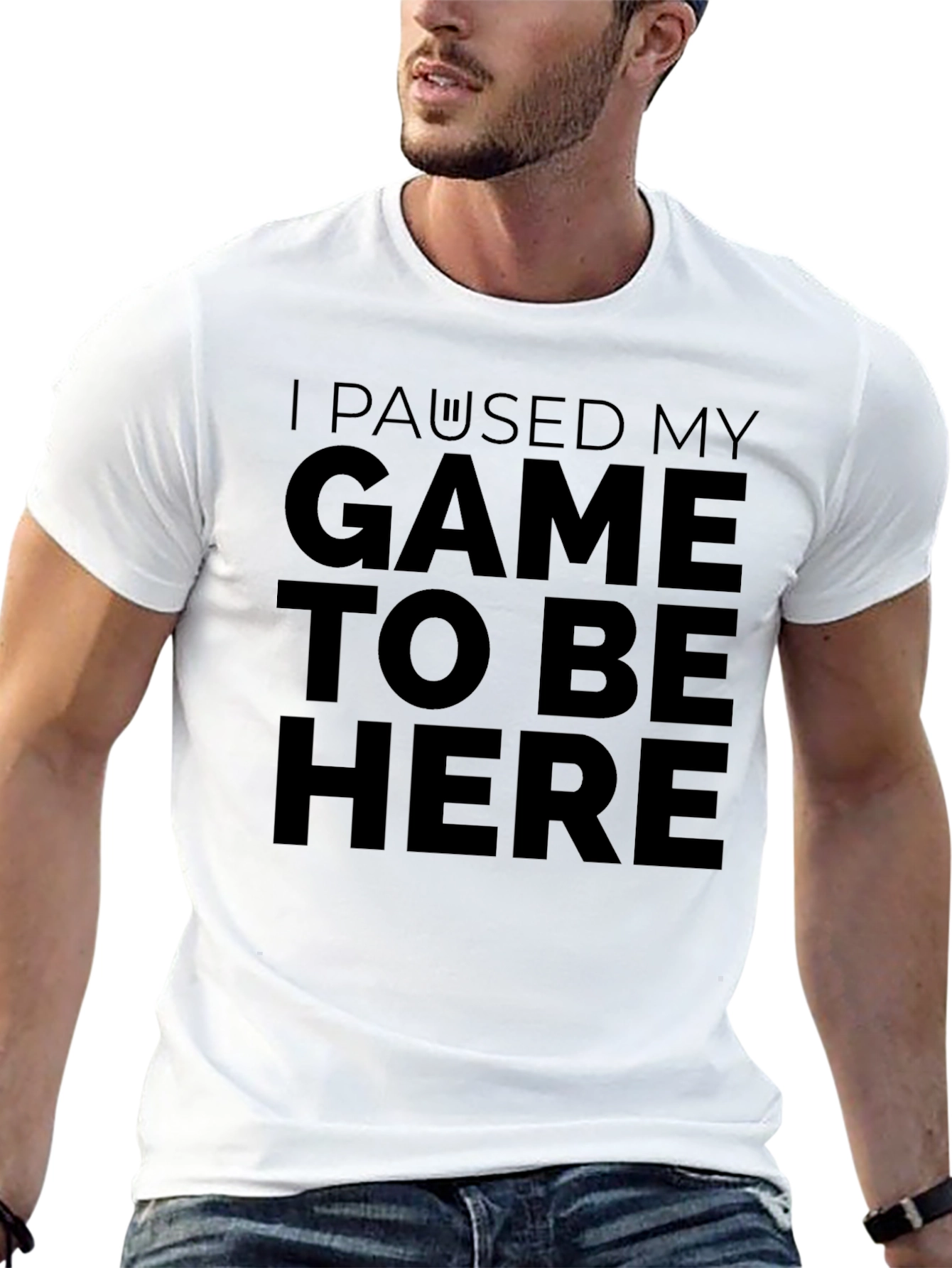 I Paused My Game to Be Here Black T-Shirt