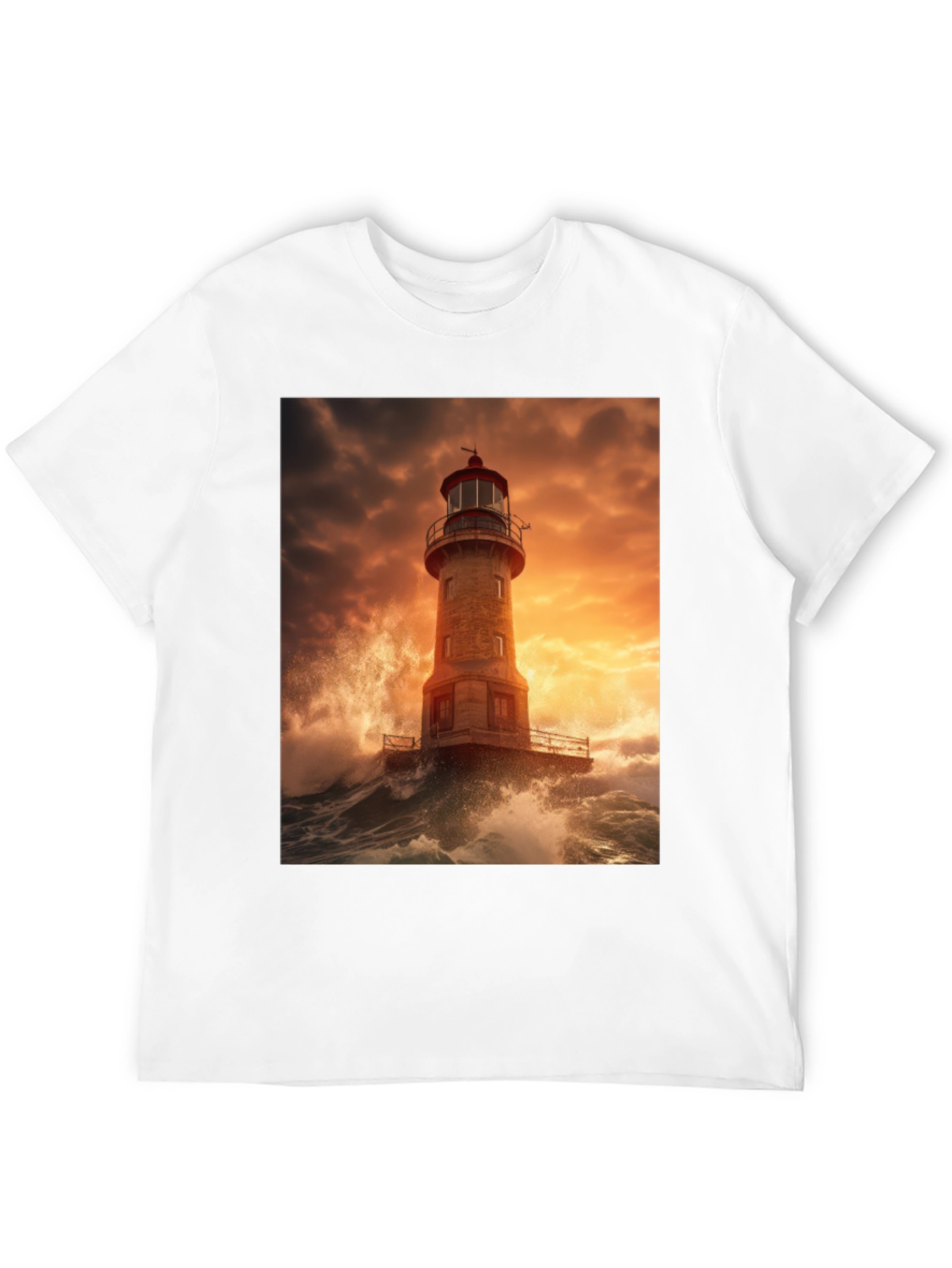 Lighthouse Storm Graphic Tee - Coastal Design