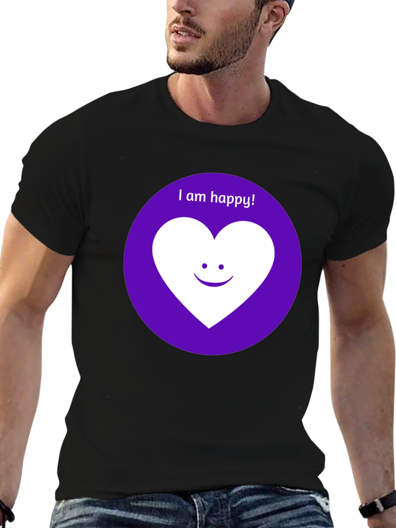 Happy Heart Graphic Tee - Black